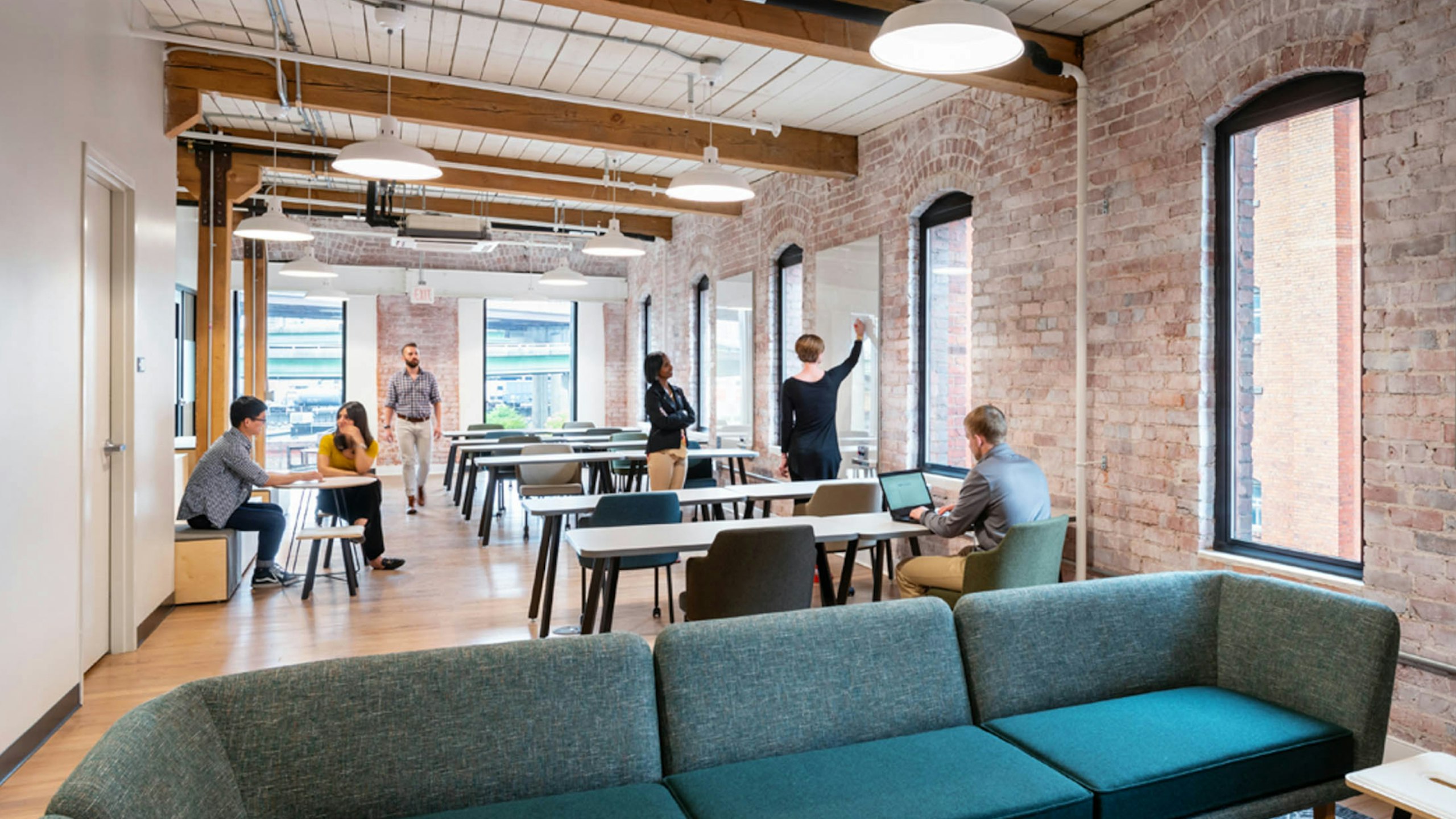 The Rockwell Unscripted collection from Knoll including tables and seating.