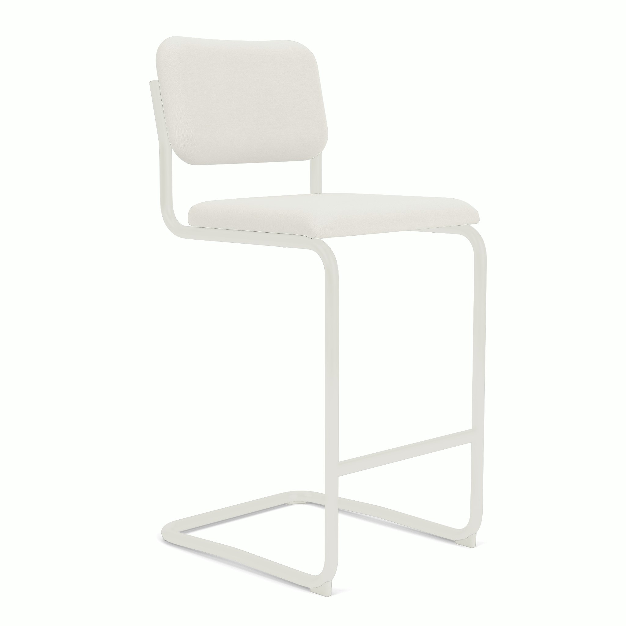 Cesca Upholstered Stool - Bar Height ,  Fully upholstered,   hourglass,  air,  white frame