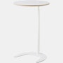 A height adjustable Plex Work Table with a white top and white base, viewed at an angle.