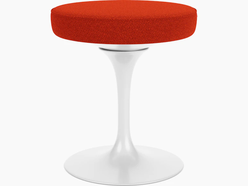 Saarinen Tulip Stool - Classic Boucle, Crimson, White