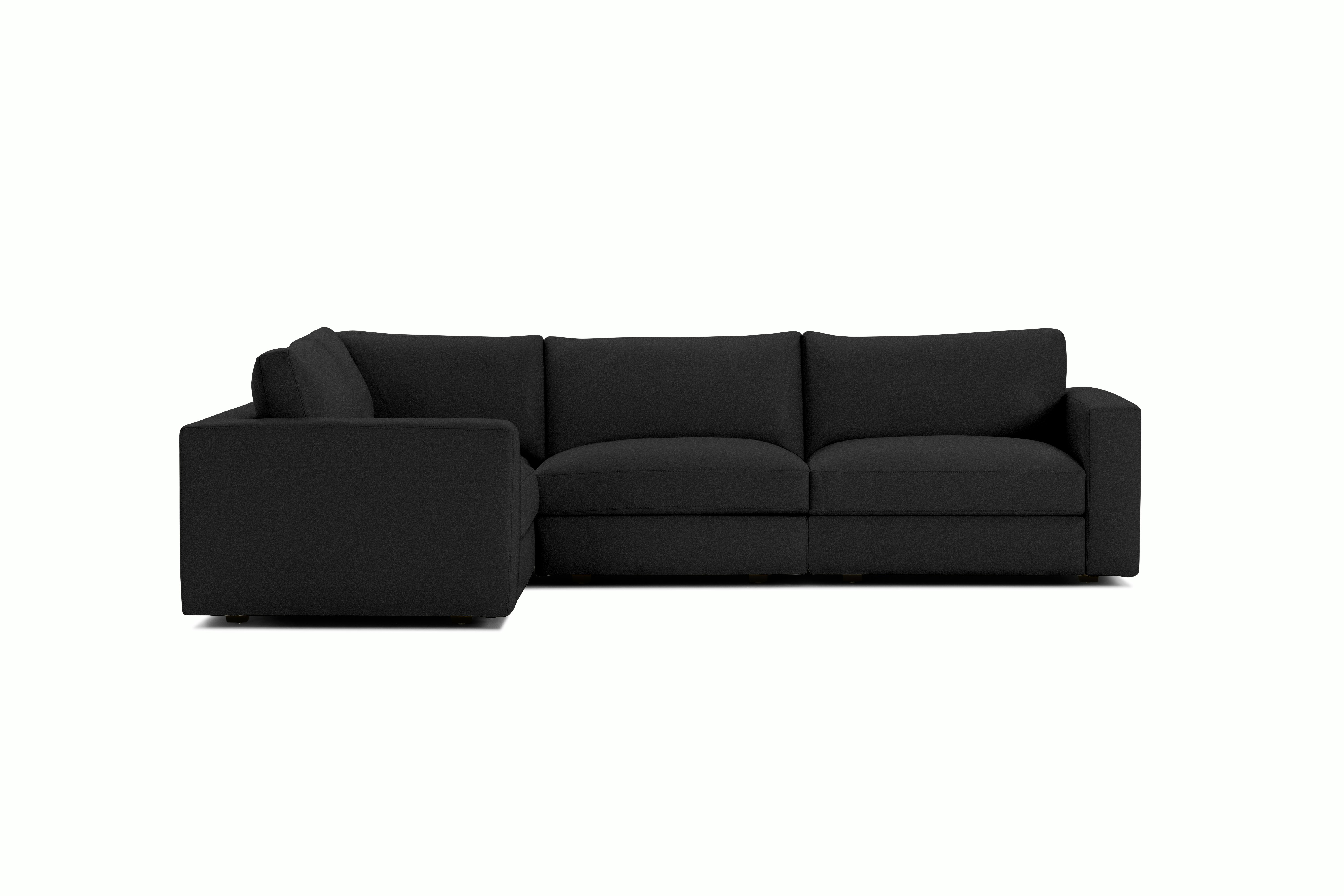 Reid Corner Sectional - L-Shaped Four Seater Sectional,  Standard,  Prone Leather,  Obsidian,  1" Block"