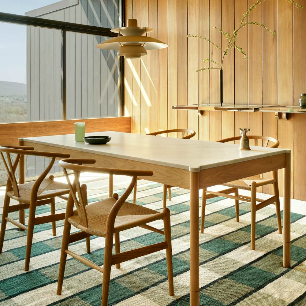 Morrison Dining Table and Wishbone Chairs