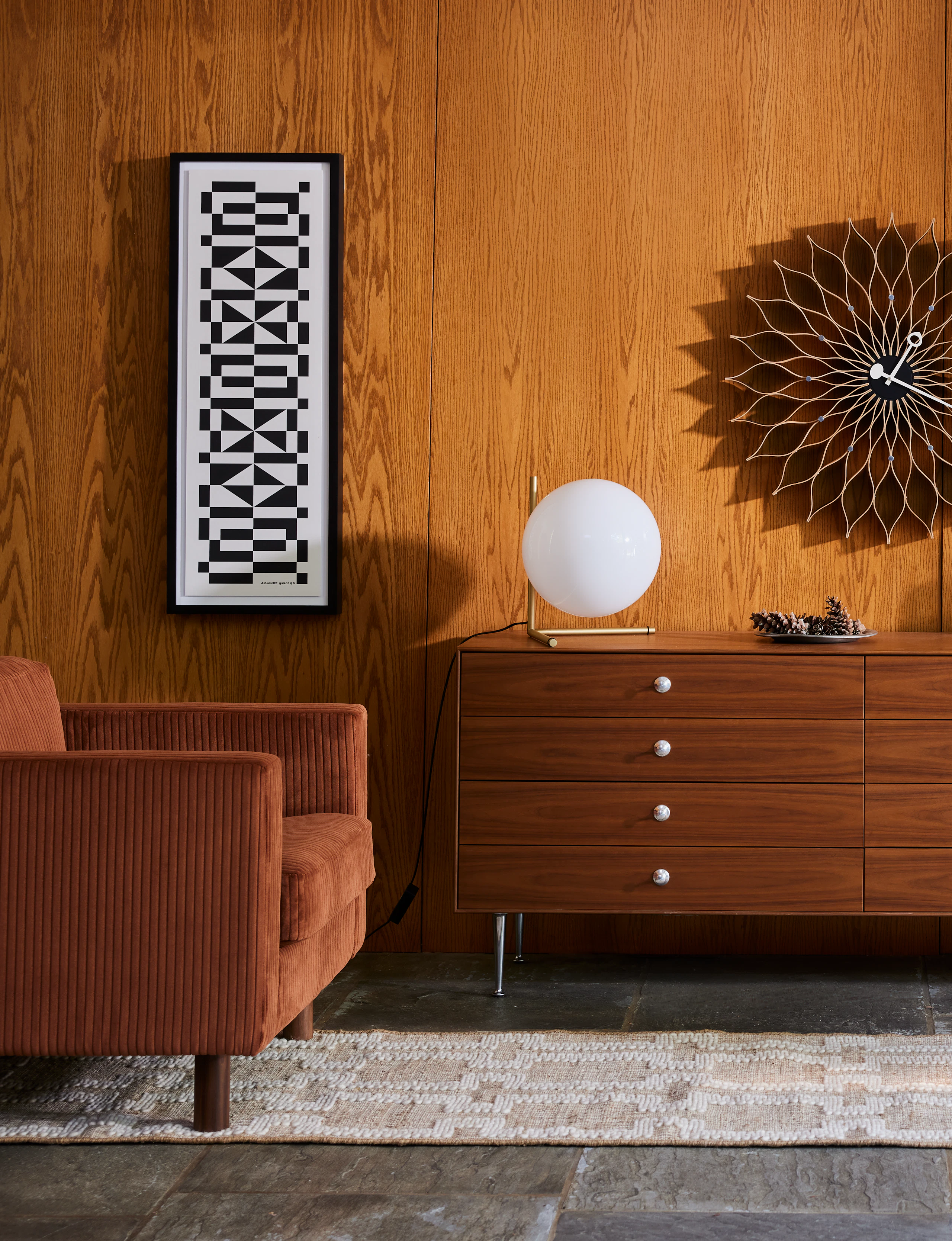 Lispenard Armchair and Nelson Thin Edge Double Dresser