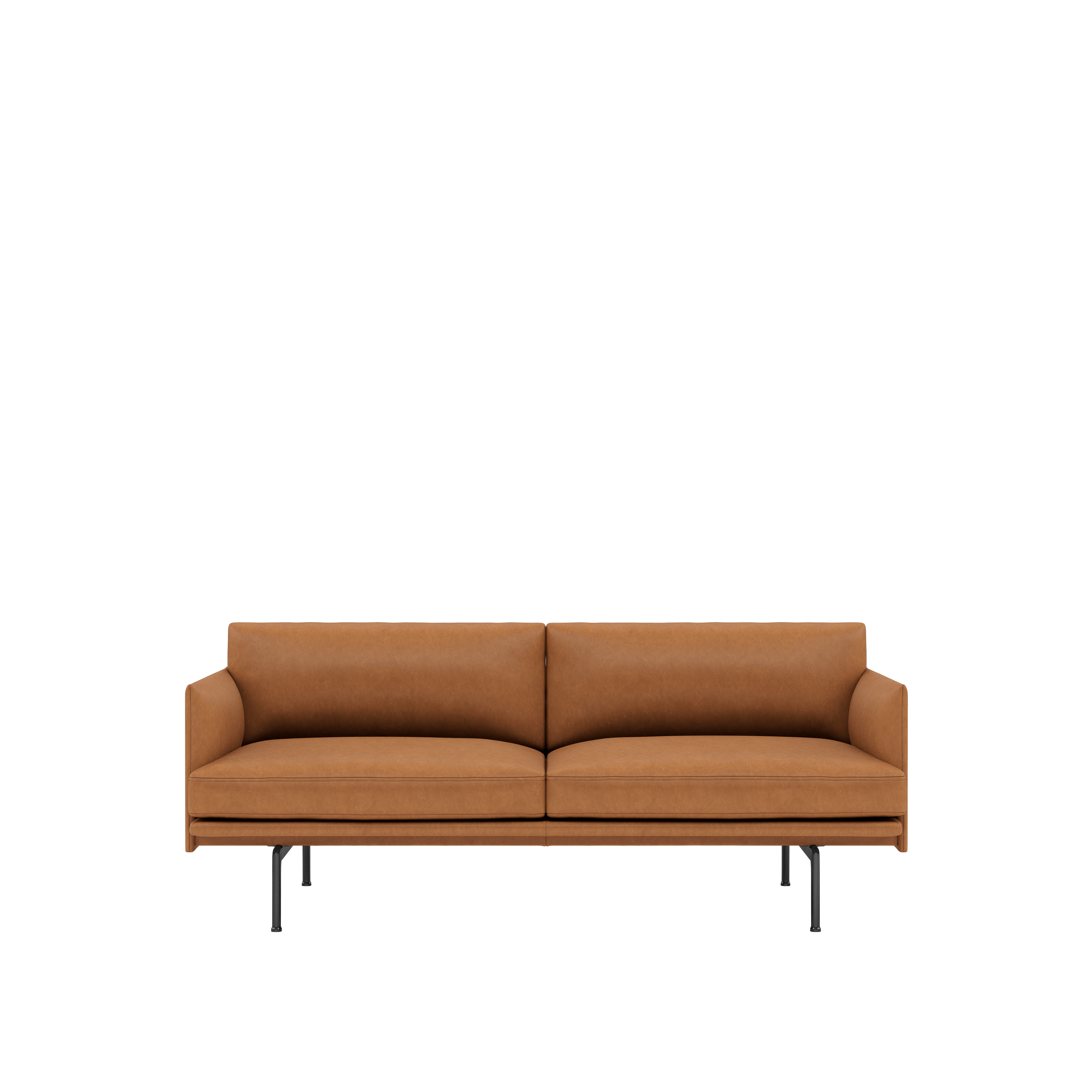 Outline Sofa, 2-Seater, Black, Grace Leather , Cognac