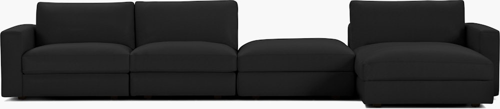 Reid Sectional - Sectional With Ottoman,  Right,  Prone Leather,  Obsidian,  1" Block"