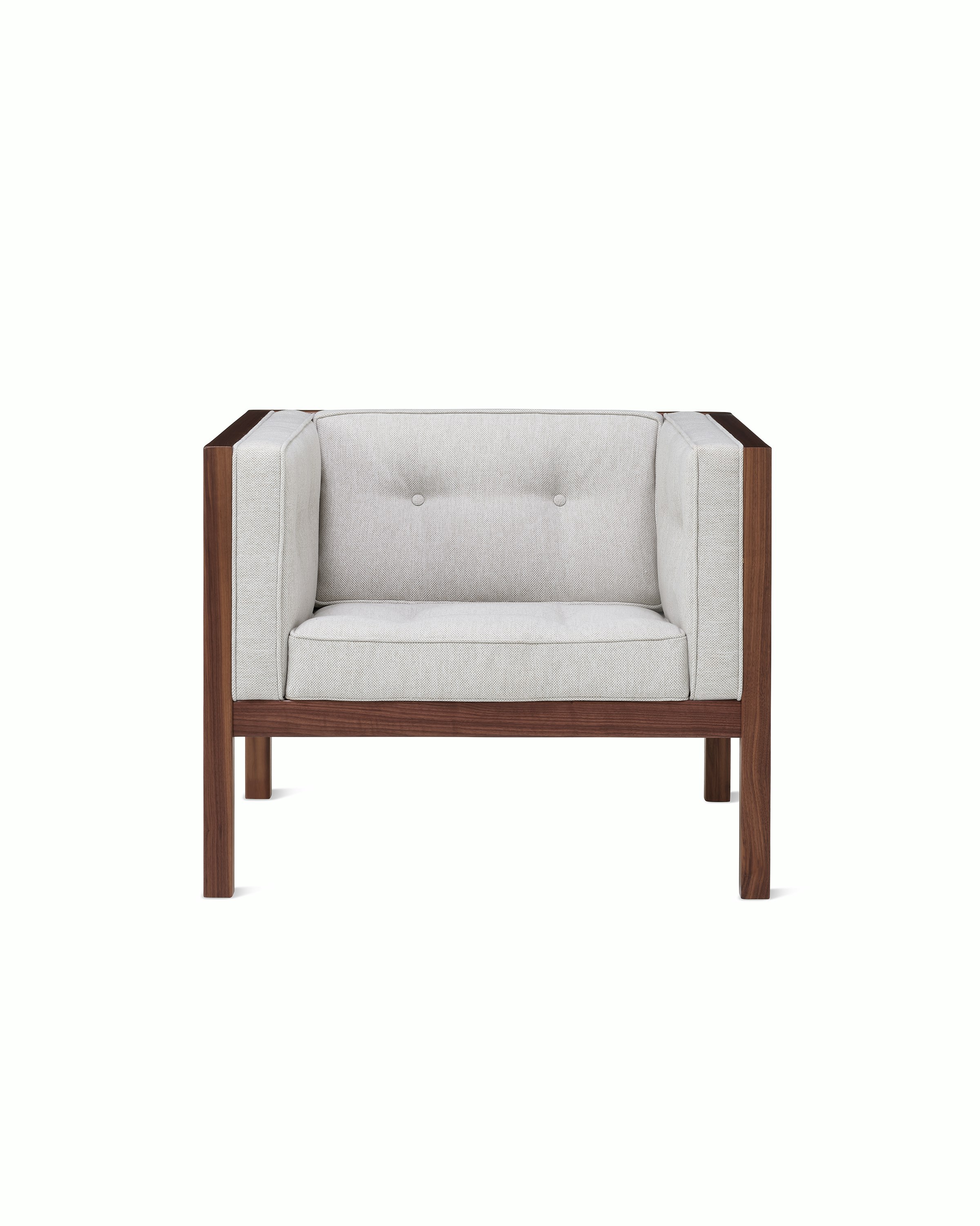 Nelson Cube Armchair in mode textile and walnut