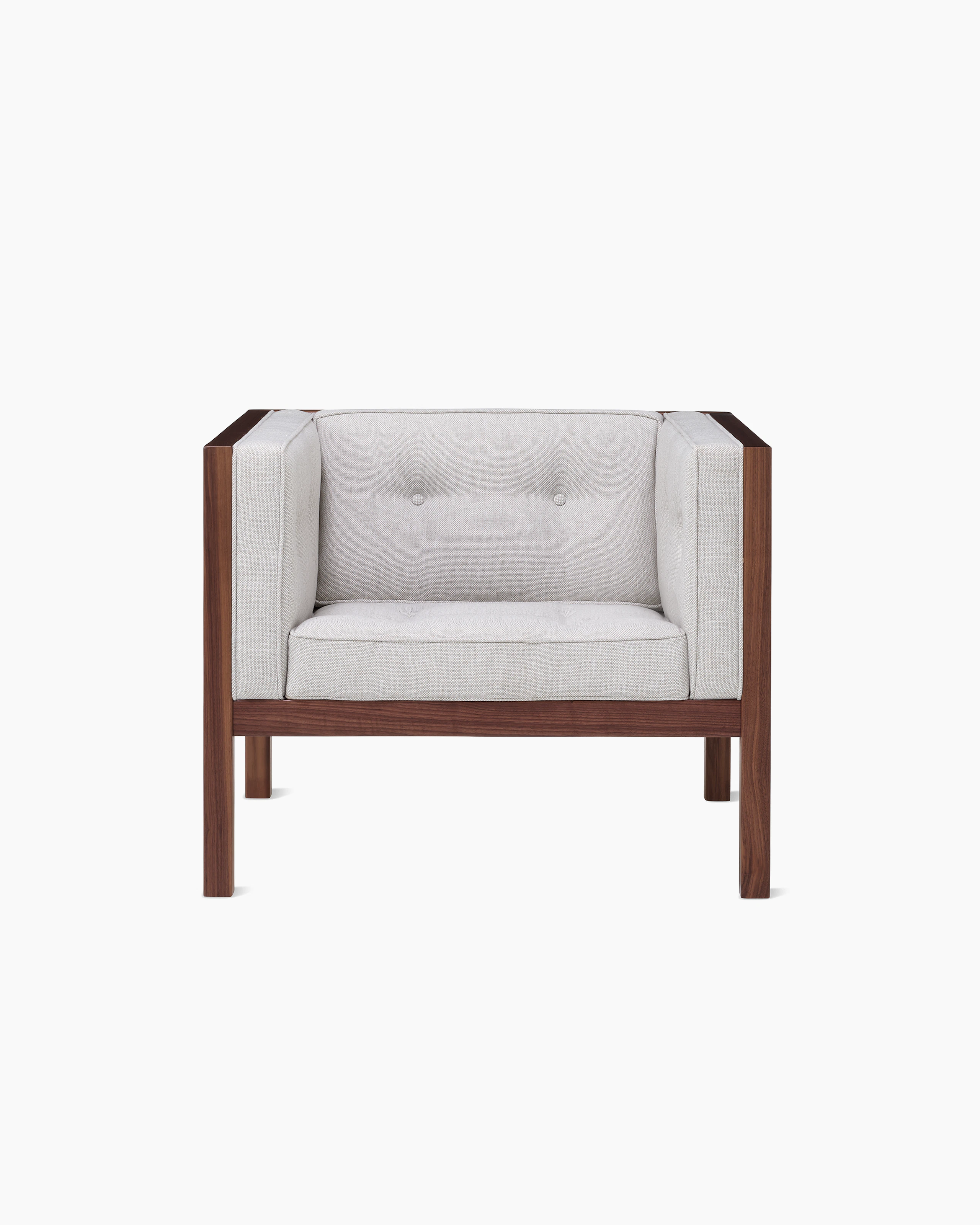 Nelson Cube Armchair in mode textile and walnut