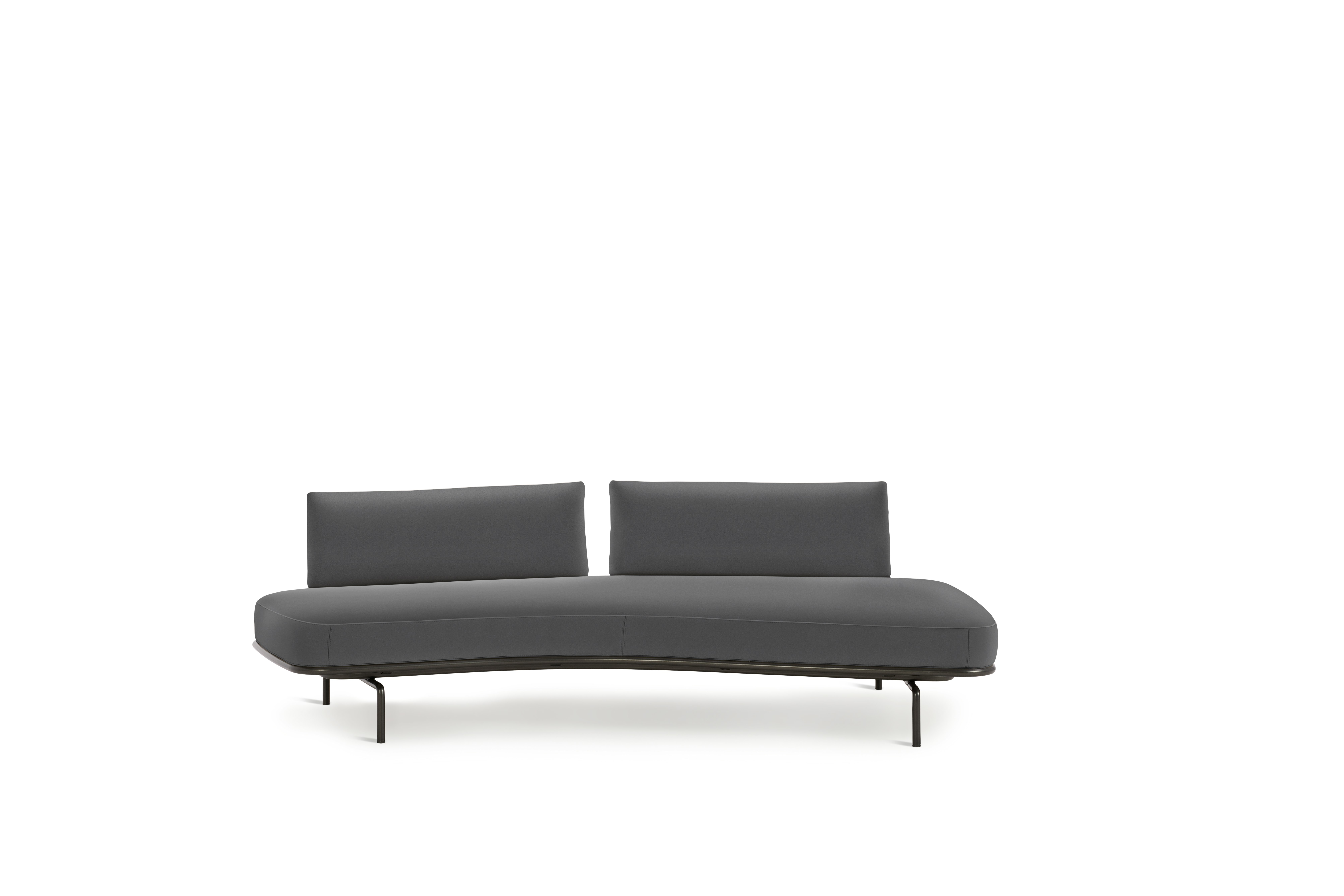 Panoramic Sofa - Right ,  Double Large,  Ultrasuede,  Flannel,  Charcoal