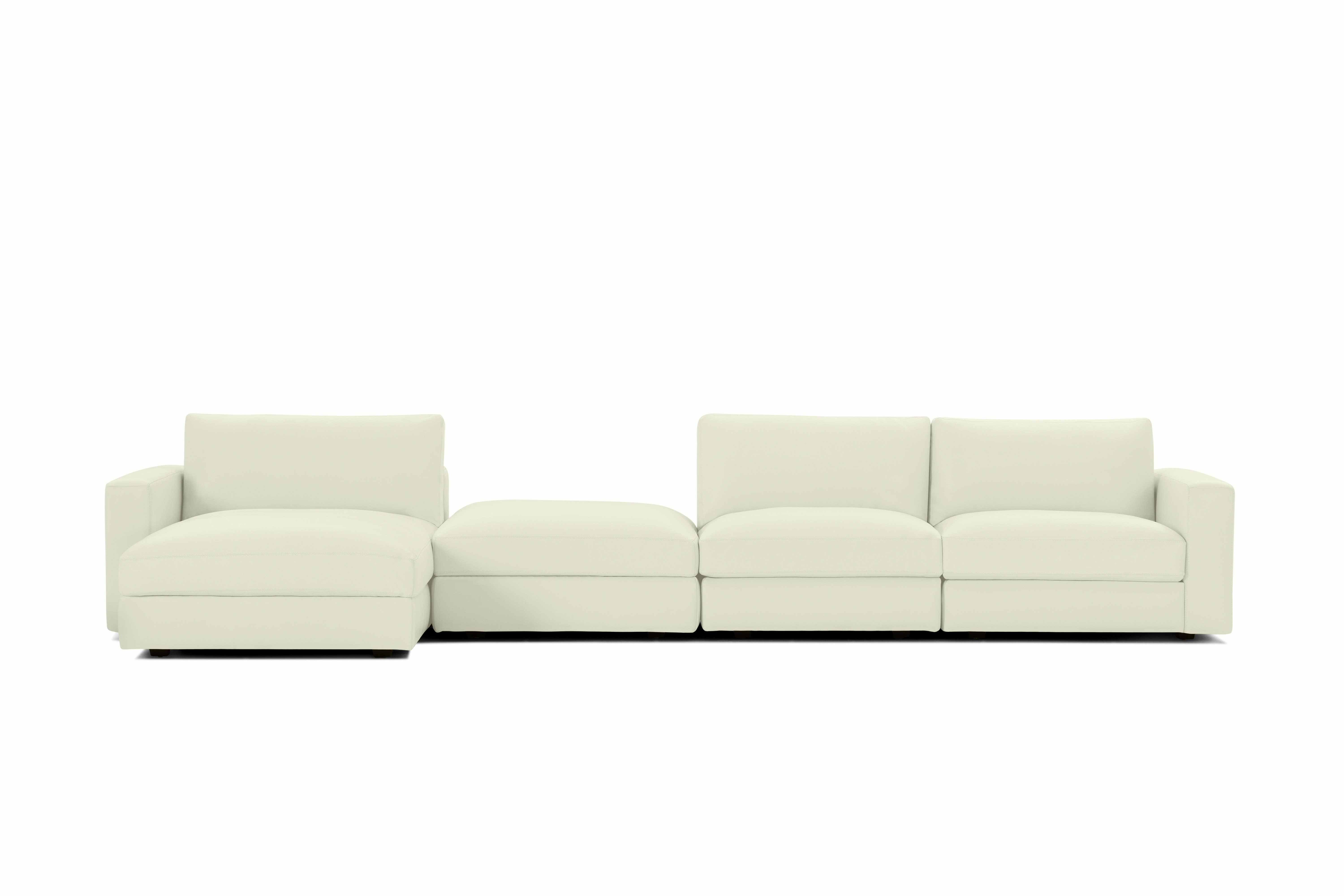 Reid Sectional - Sectional With Ottoman,  Left,  Vienna Leather,  Powder,  1" Block"