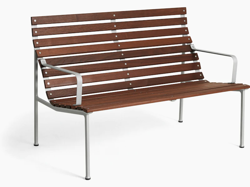 Traverse Lounge Bench with Arms - Heat Treated Ash, Lacquered Aluminum Frame