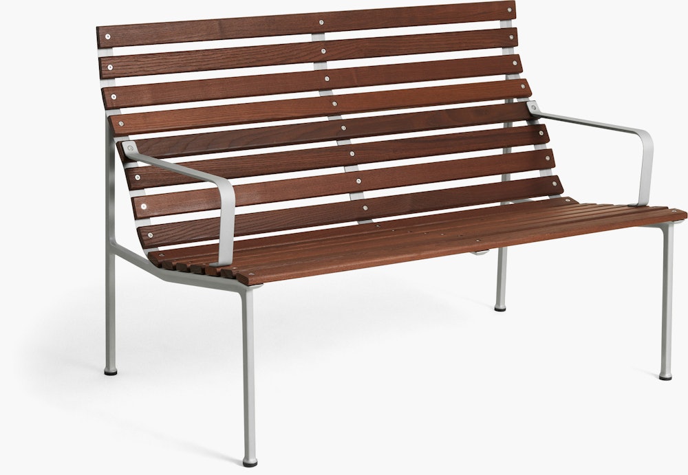 Traverse Lounge Bench with Arms - Heat Treated Ash, Lacquered Aluminum Frame