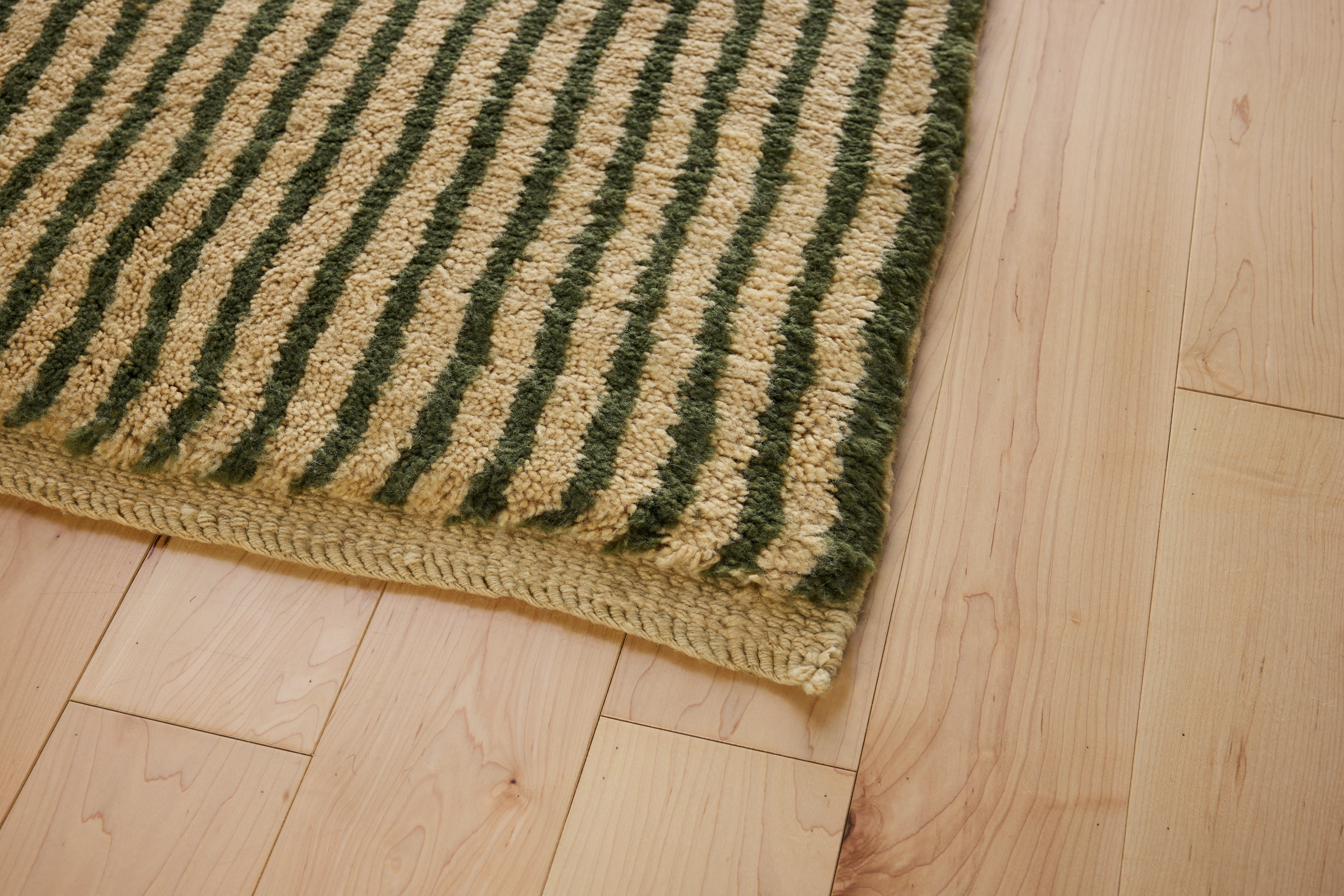 Borderline Wool Moroccan Rug - Ochre