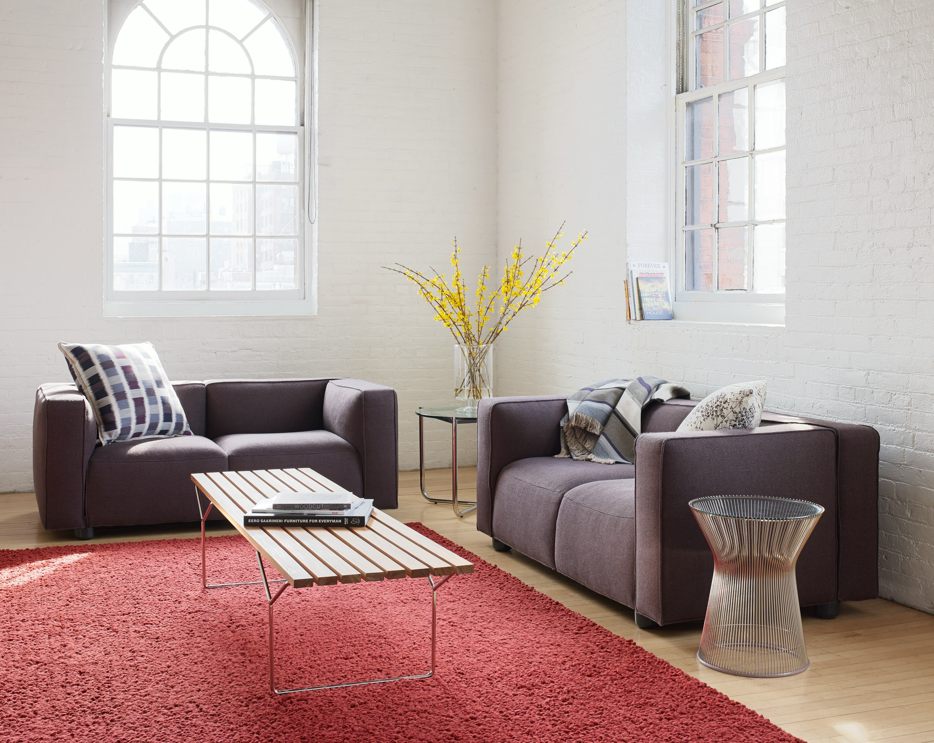 Platner Side Table, Barber Osgerby Sofa, Bertoia Bench, MR Table
