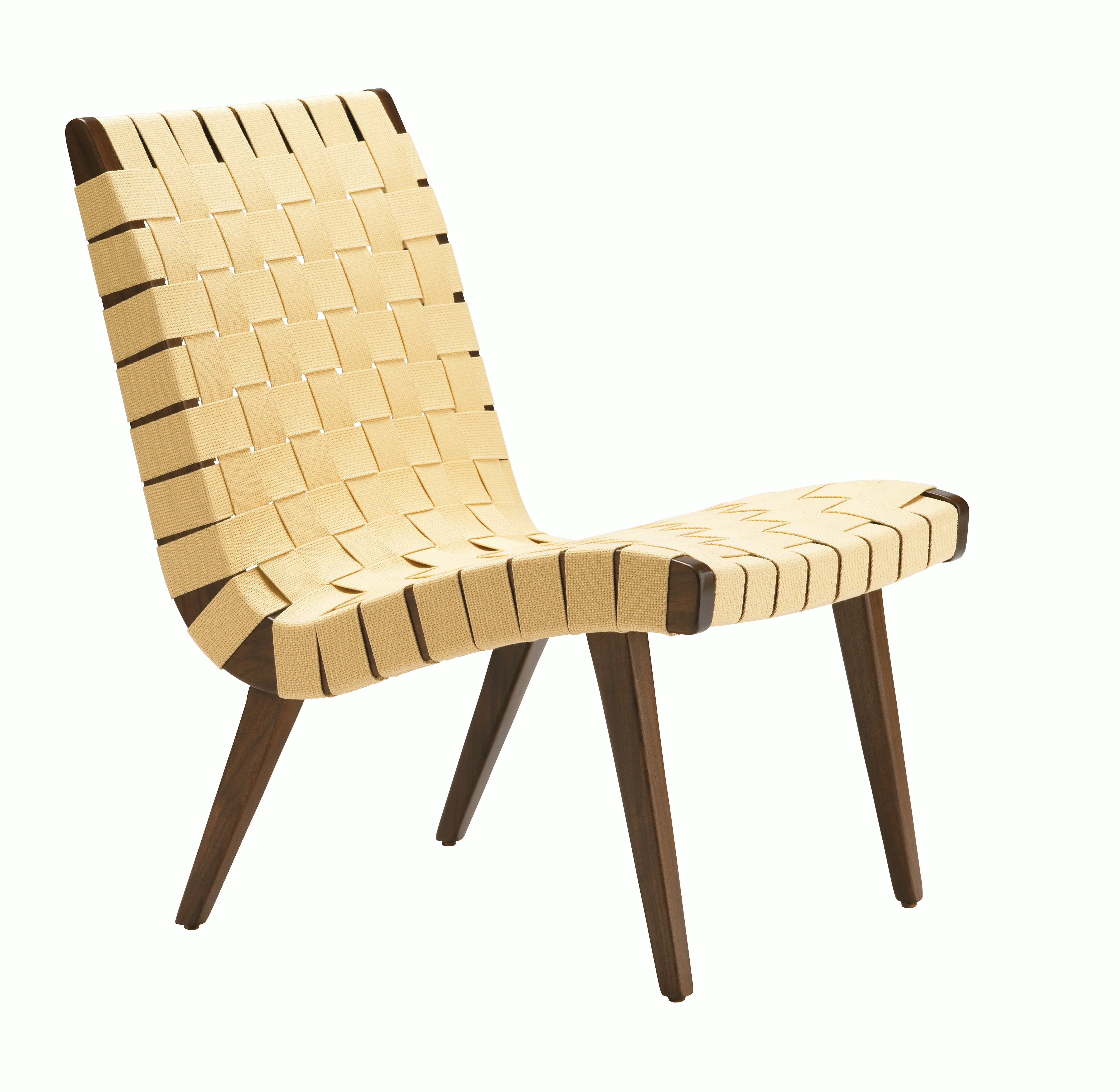 Risom Lounge Chair - Armless, Maize Cotton, Light Walnut