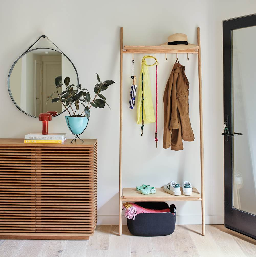 Folk Ladder Coatrack entryway shot