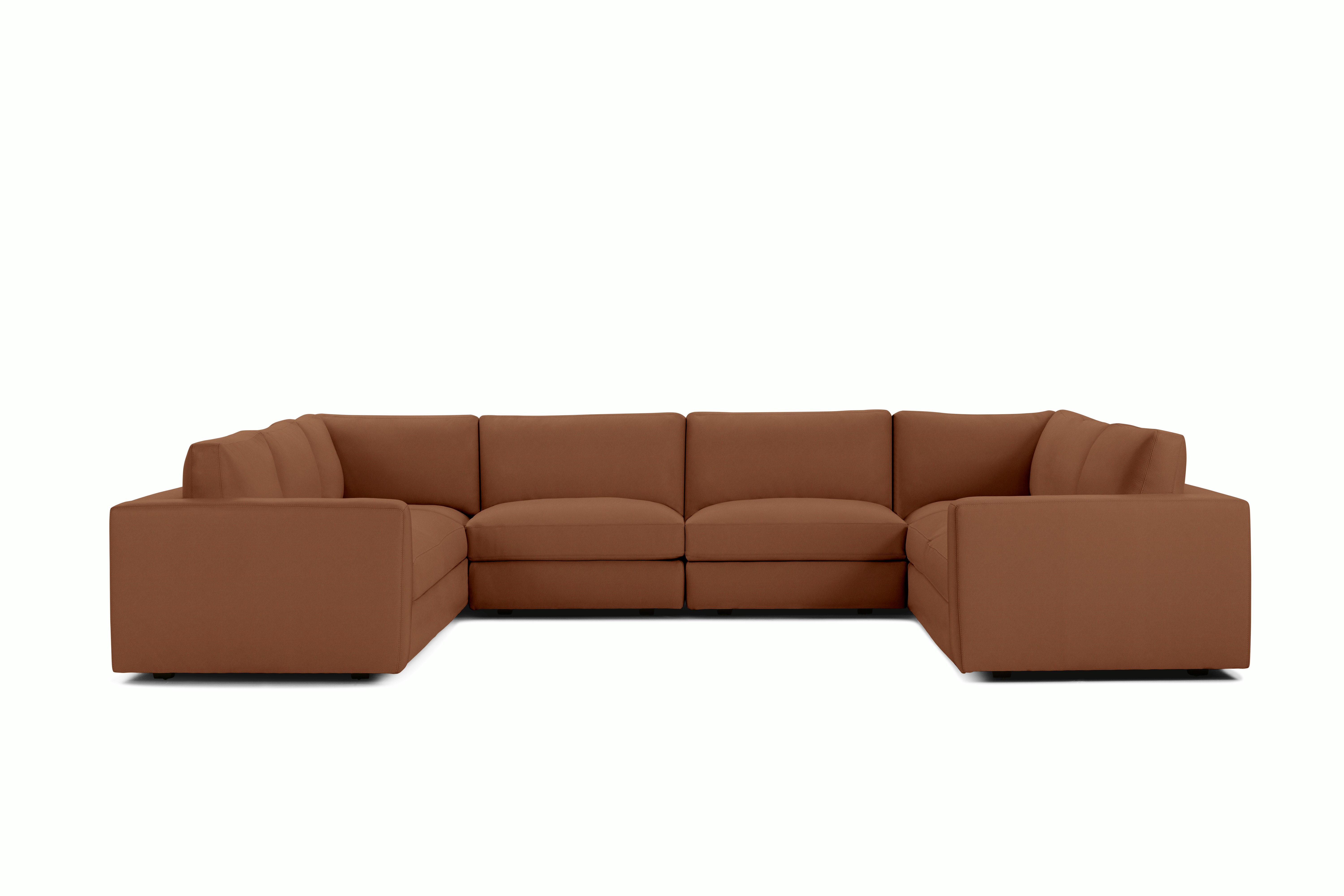 Reid Corner Sectional - U Shaped Sectional,  Standard,  Prone Leather,  Ledge,  1" Block"