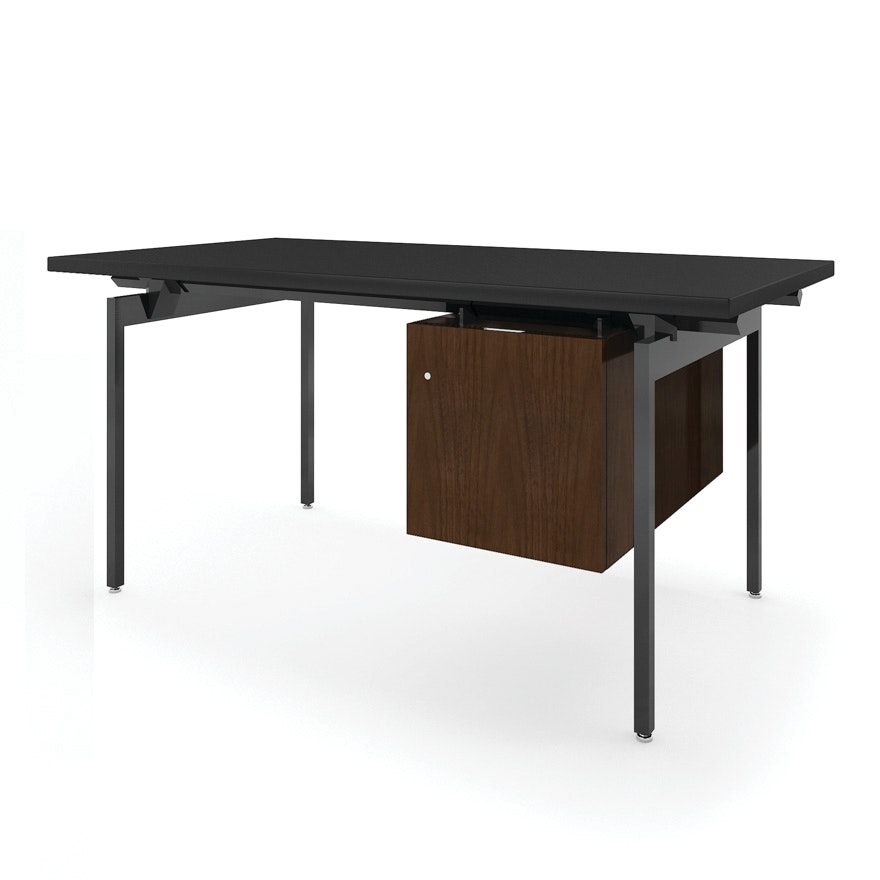 Antenna Desk with Storage, Jet Black, Laminate, Jet Black Walnut