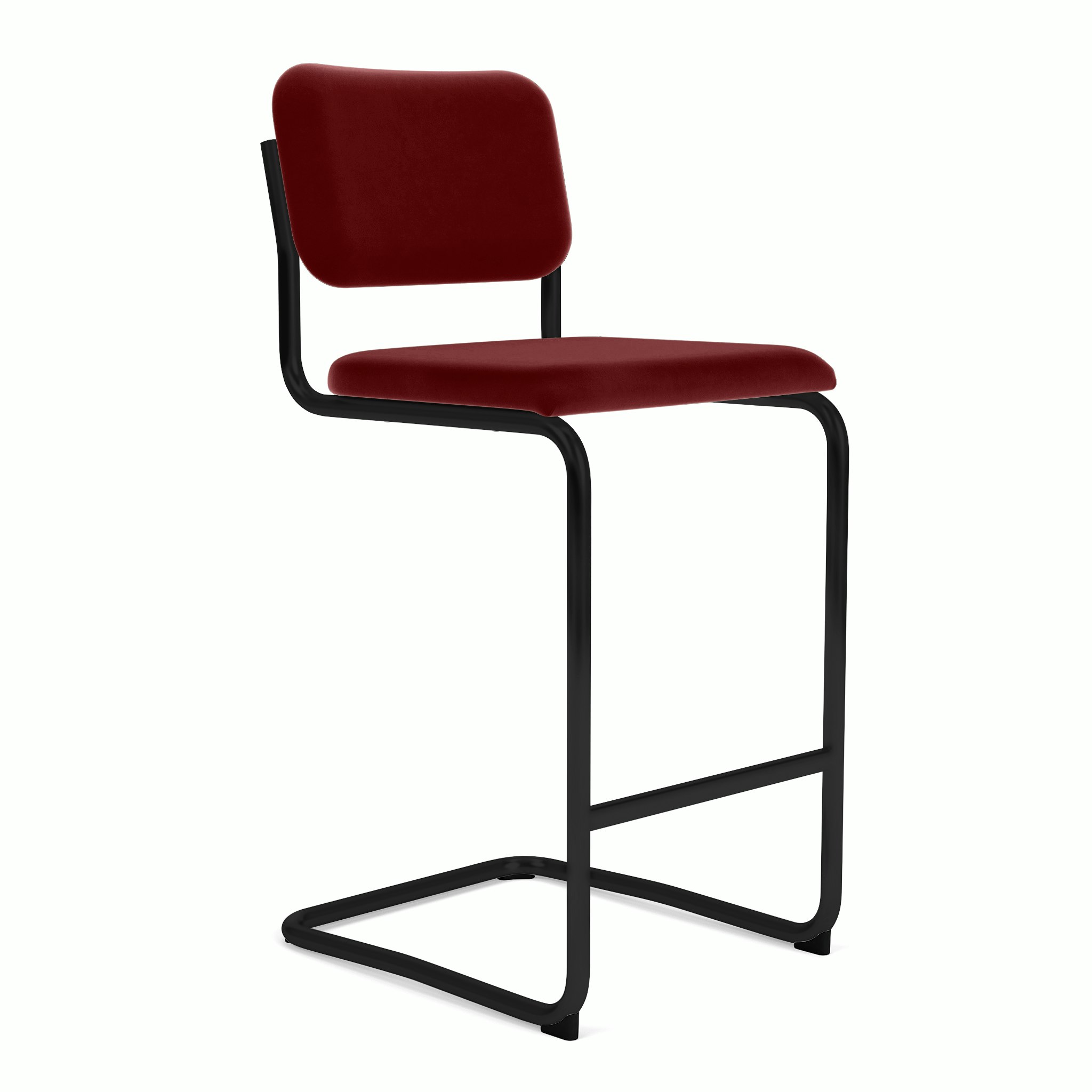Cesca Upholstered Stool - Fully Upholstered,  Knoll Velvet,  Flamenco,  Black