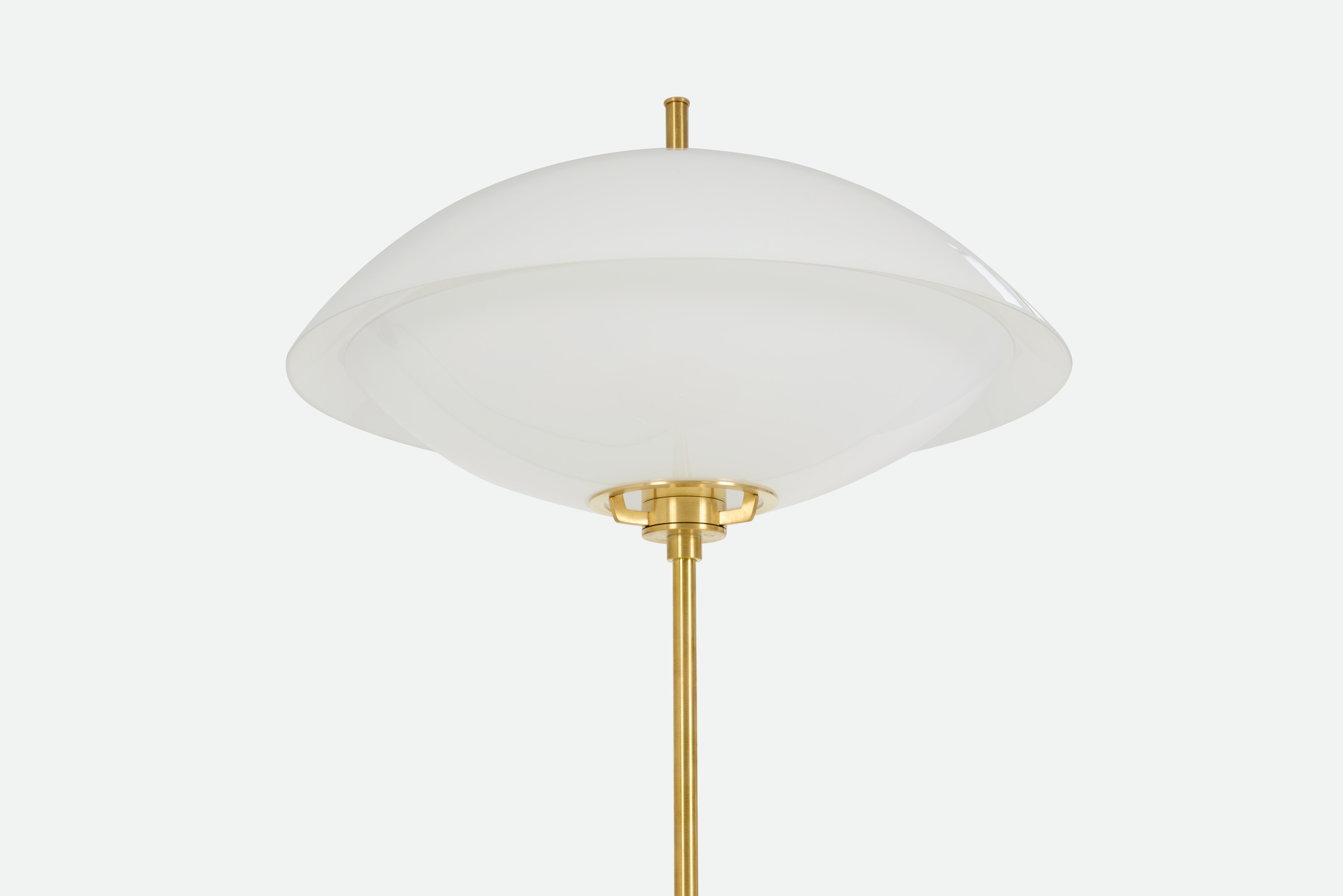 Clam Table Lamp,  opal,  brass