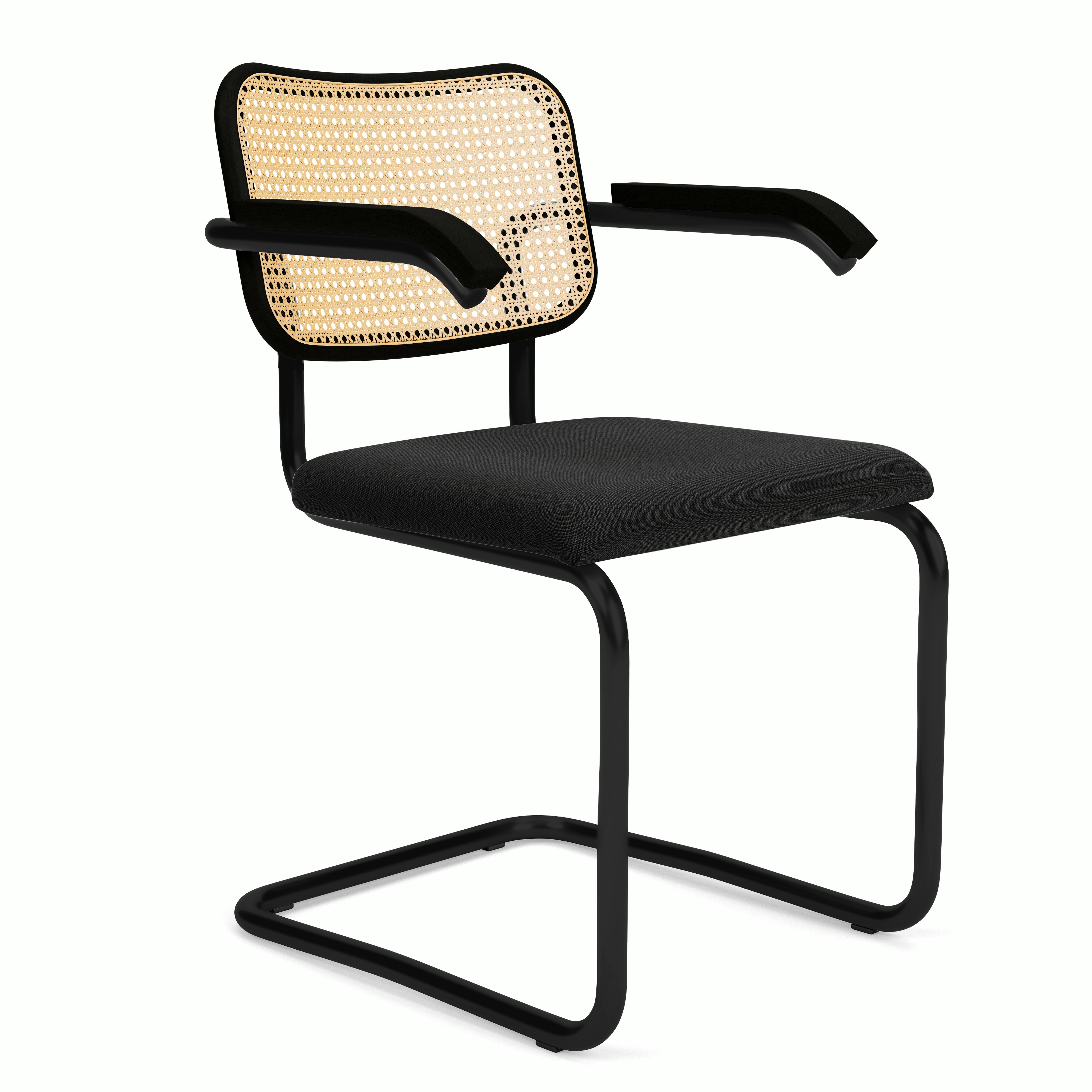 Cesca Upholstered Chair - Ebonized Beech ,  Armchair,  Seat Pad,  hourglass,  caviar,  black frame