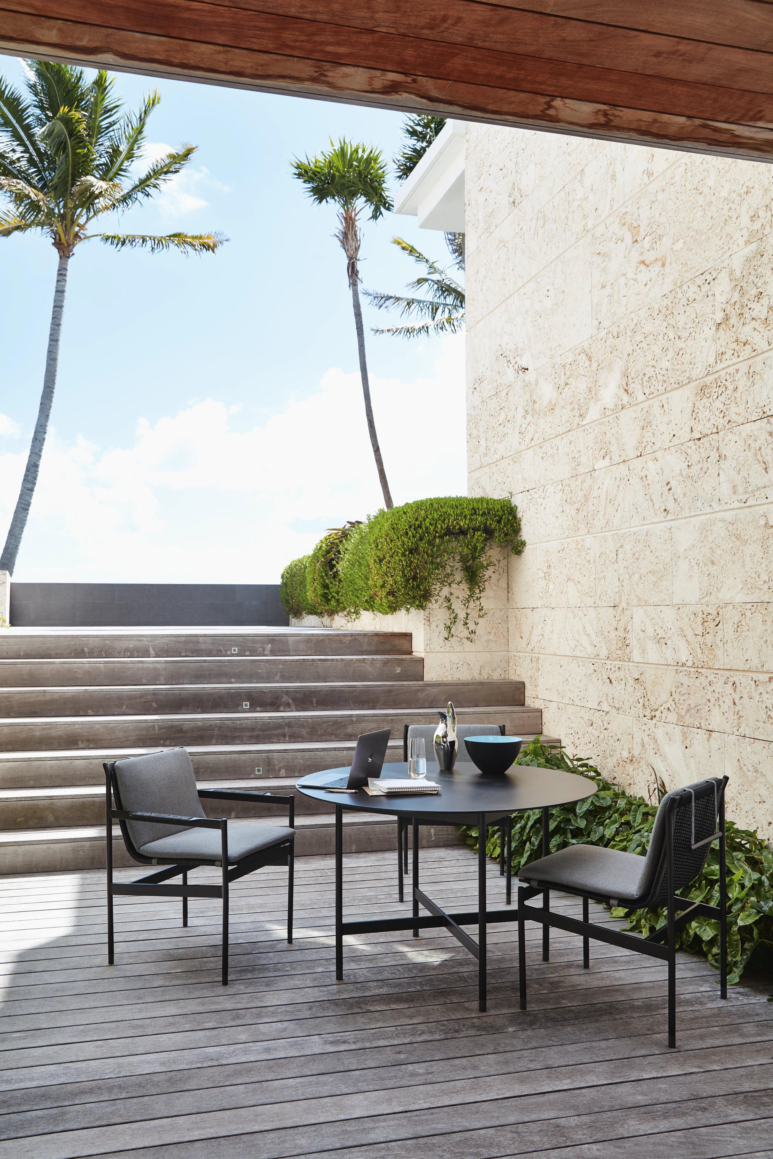 Sommer Round Dining Table with Sommer Side Chair and Sommer Armchair