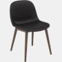 Fiber Dining Chair - Side Chair,  Refine Leather,  Black,  Dark Stained Oak