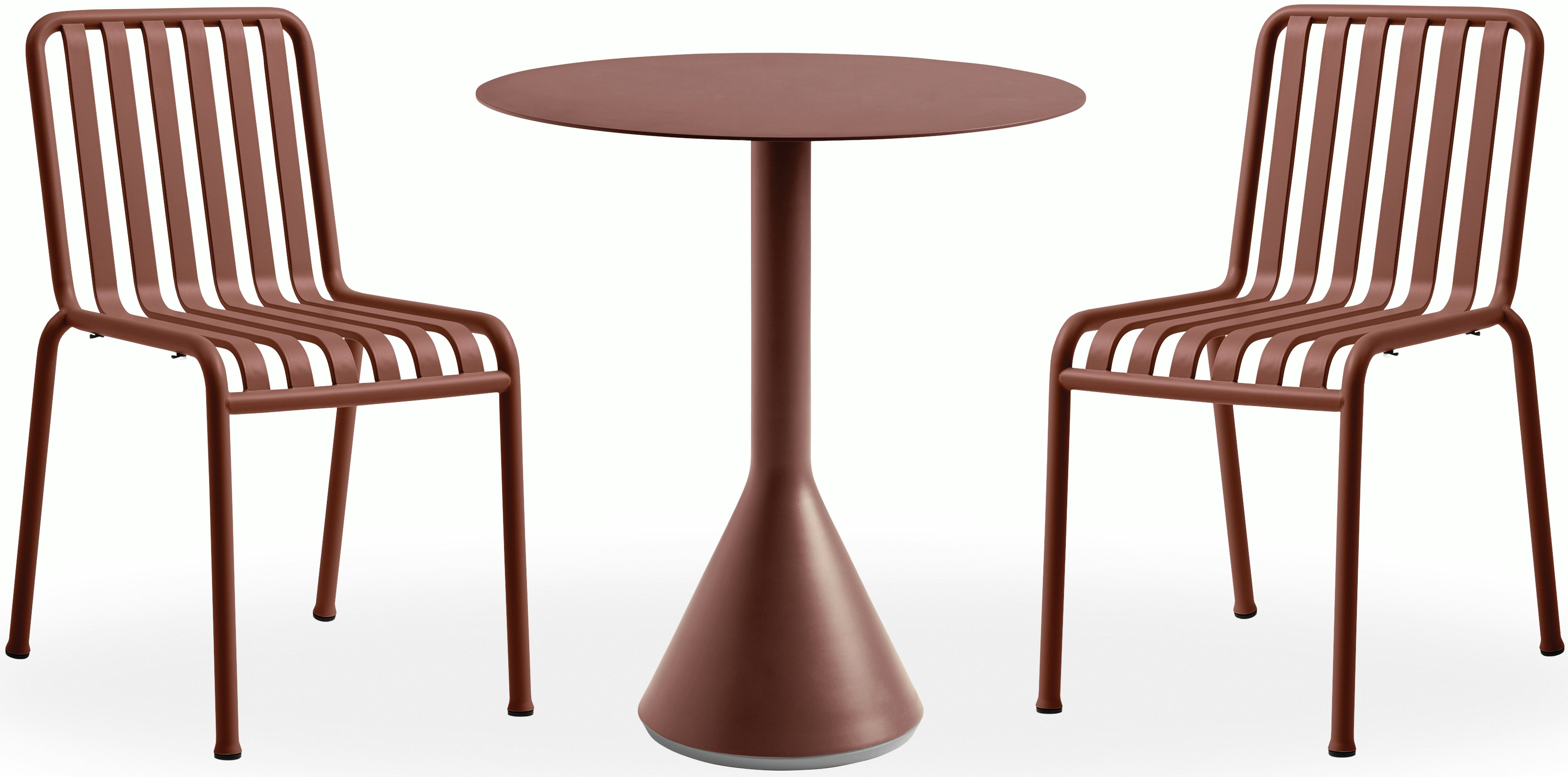 Palissade Cafe Set - Cone Table Round and 2 Side Chairs