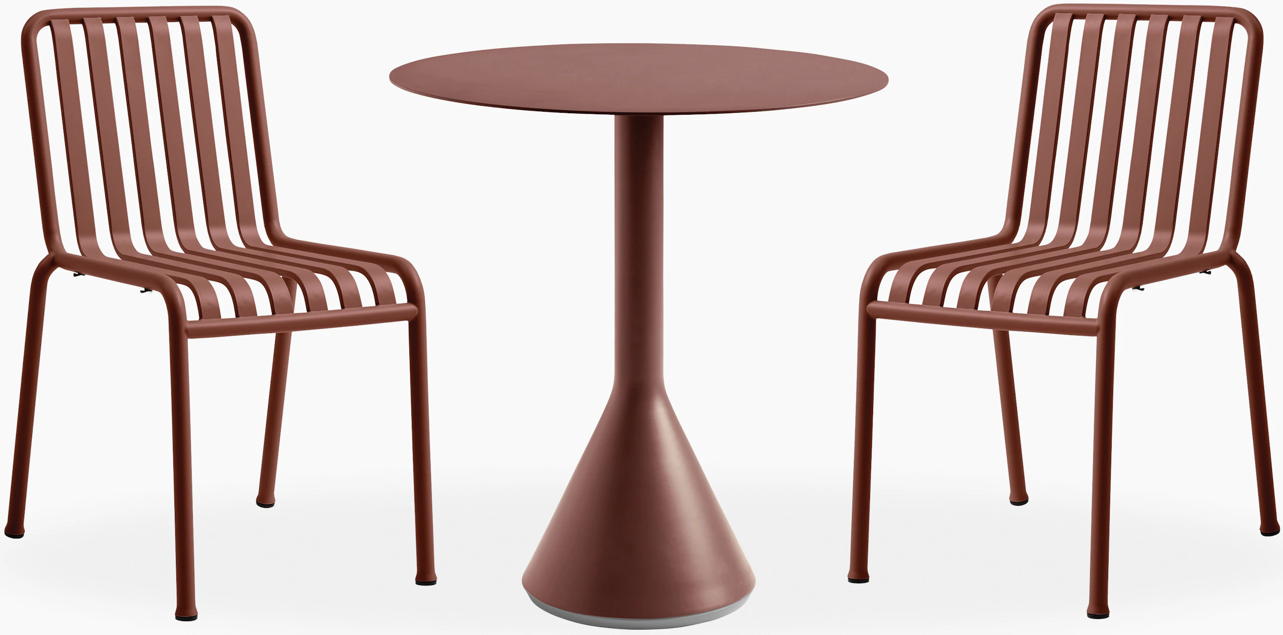 Palissade Cafe Set - Cone Table Round and 2 Side Chairs