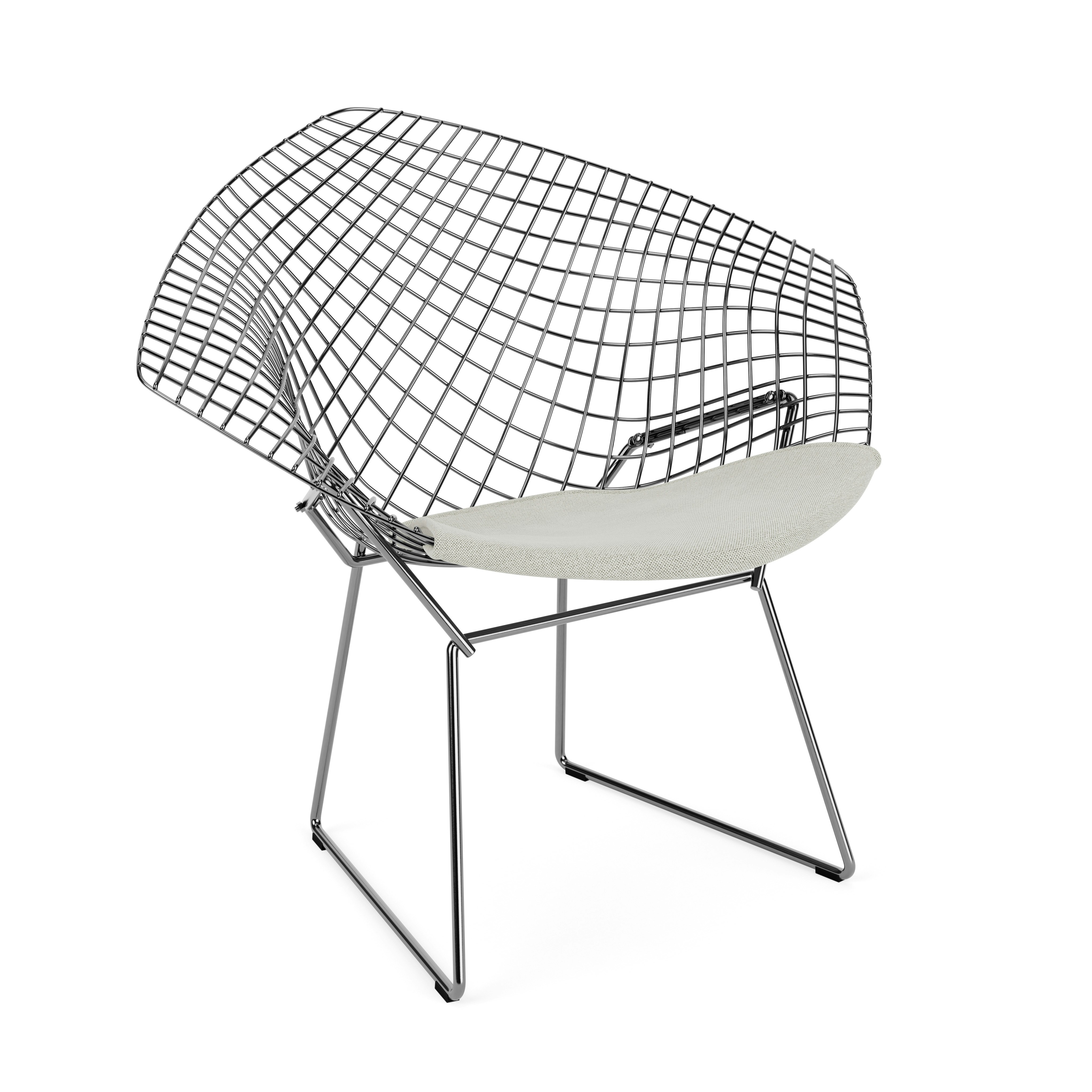 Bertoia Diamond Chair, Polished Chrome, Seat Pad, Crossroad, Gravel