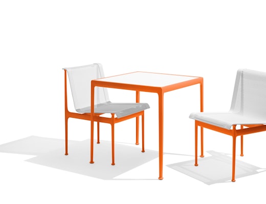 1966 Collection Dining Armless Chair Square Dining Table orange Richard Schultz patio outdoor furniture