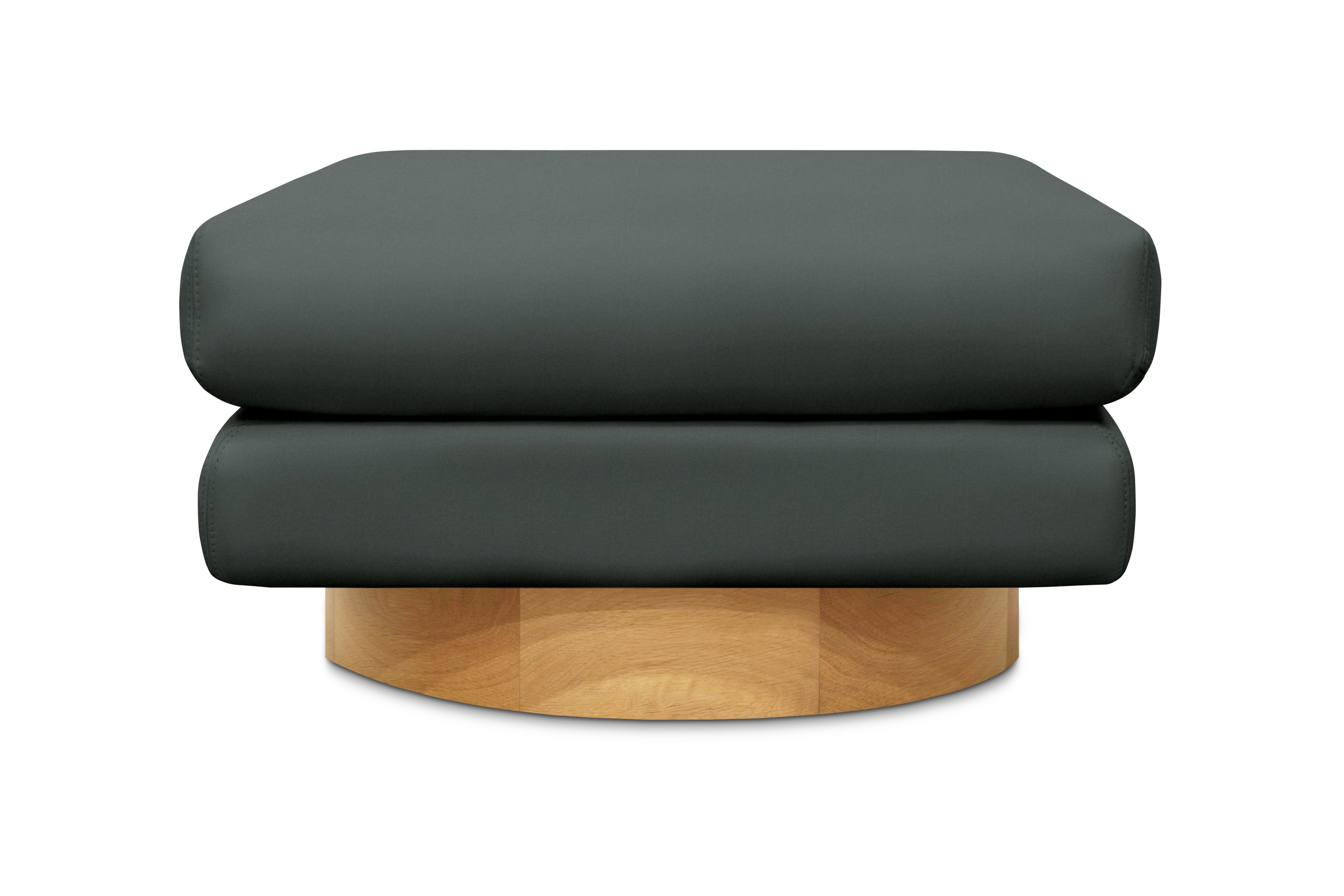 Mesa Ottoman - Marquis Velvet,  Charcoal,  Oak