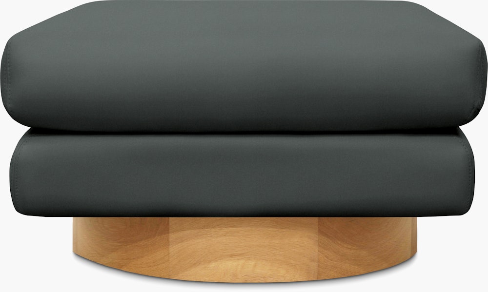 Mesa Ottoman - Marquis Velvet,  Charcoal,  Oak