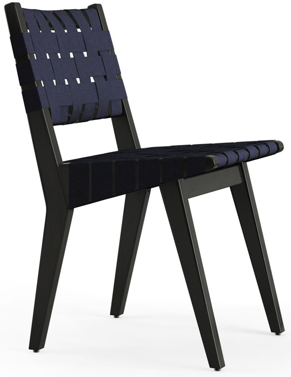 Risom Side Chair - Navy Cotton, Ebonized Maple