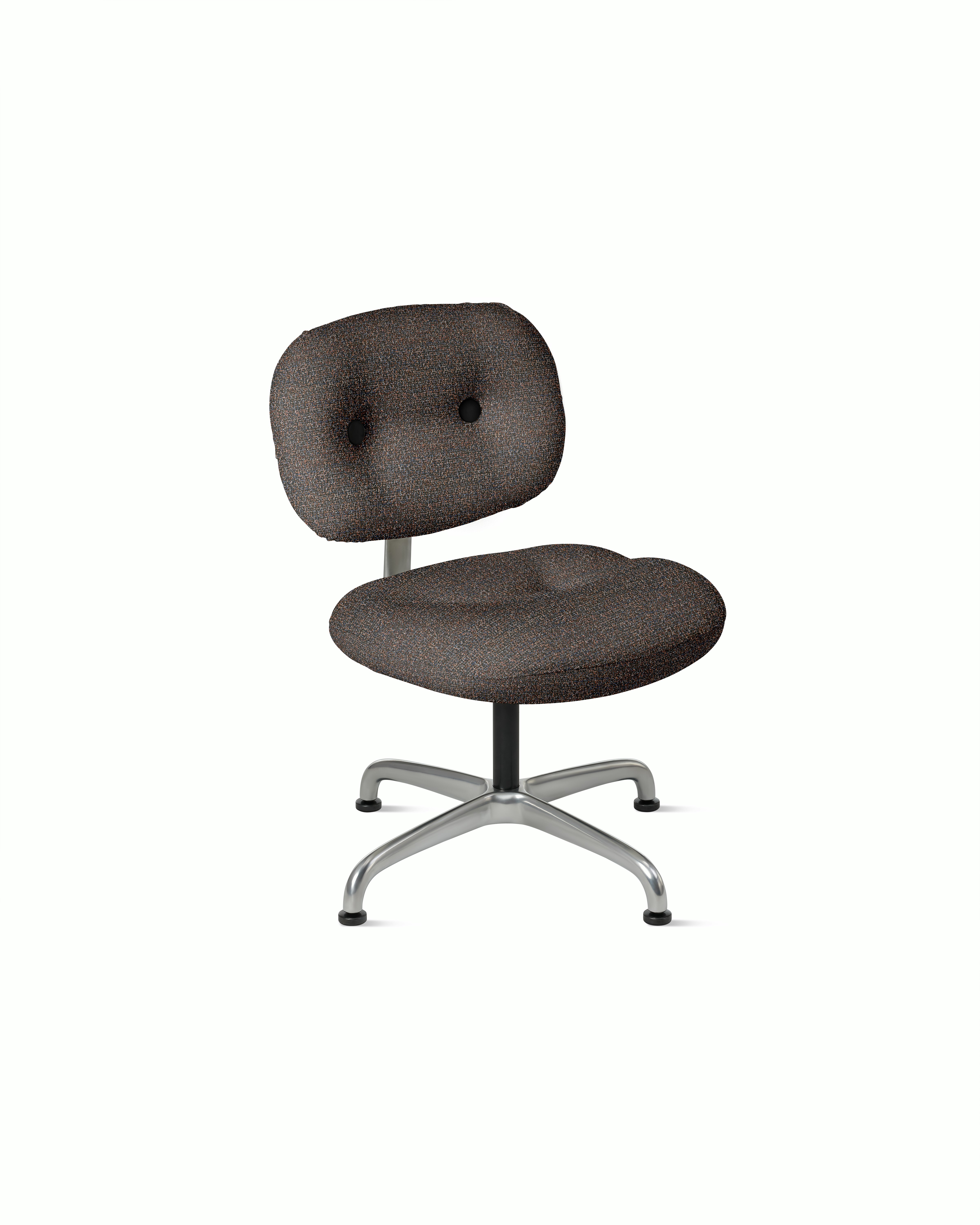 Morrison Hannah Occasional Chair - Without Arms,  Tempest,  Midnight,  Half Polished Aluminum,  Glides FSC Certified