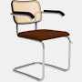 Cesca Armchair, Caned \ Ebonized Beech Back, Upholstered Seat, Acqua Leather, Puget Sound