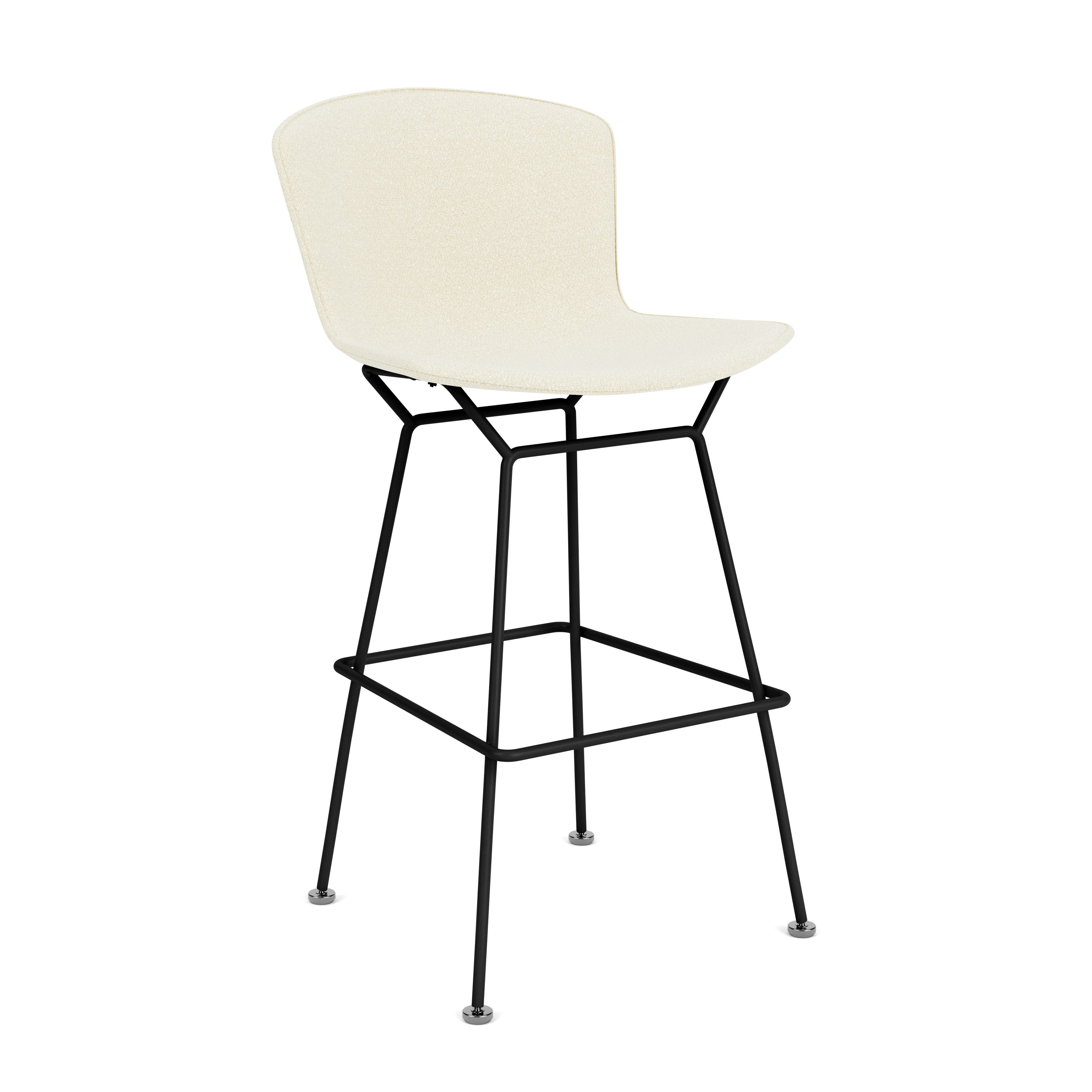 Bertoia Barstool W/ Full Cover - Black, Classic Boucle, Pearl