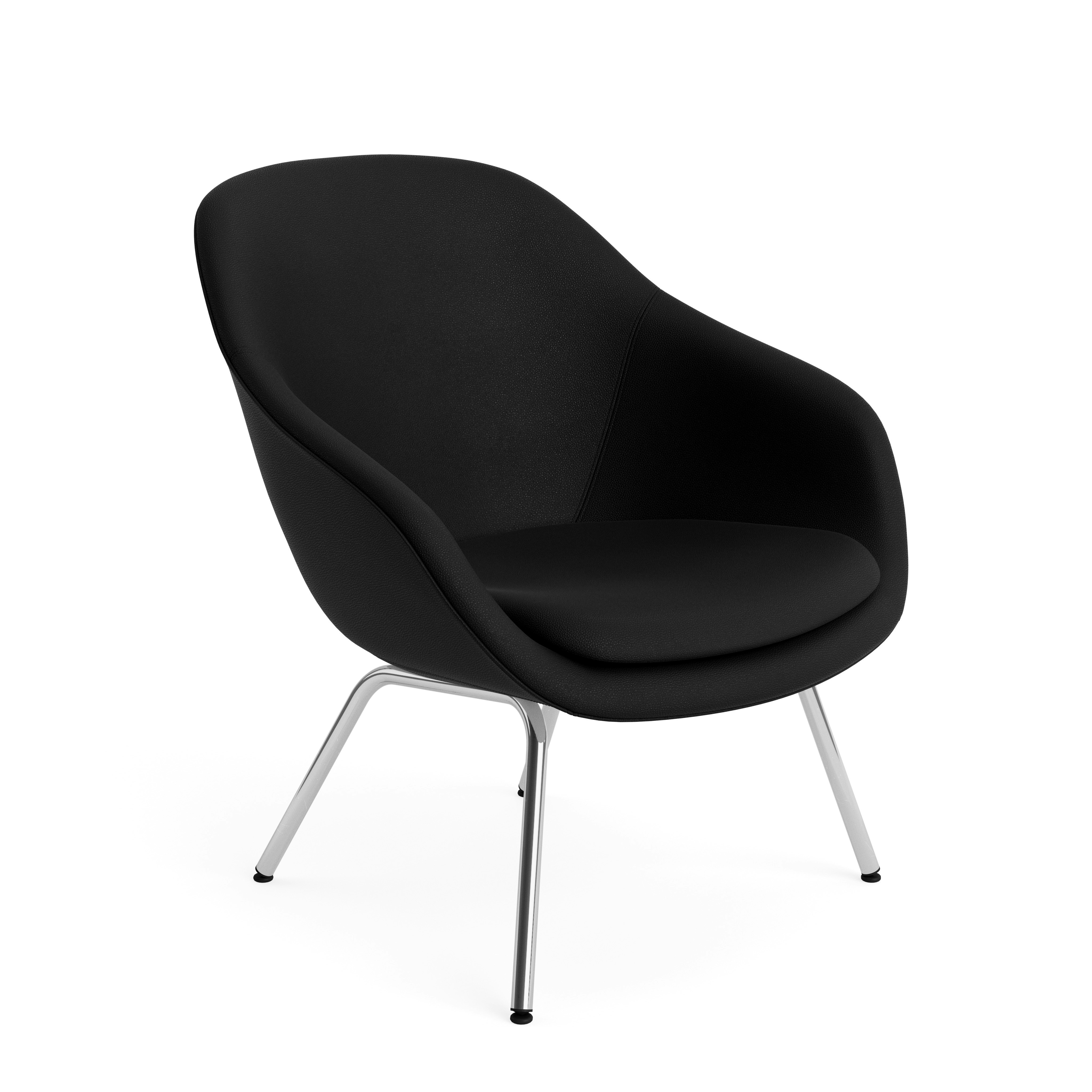 AAL 87 Armchair, Low Back - Standard, Prone Leather, Obsidian, Chromed Steel