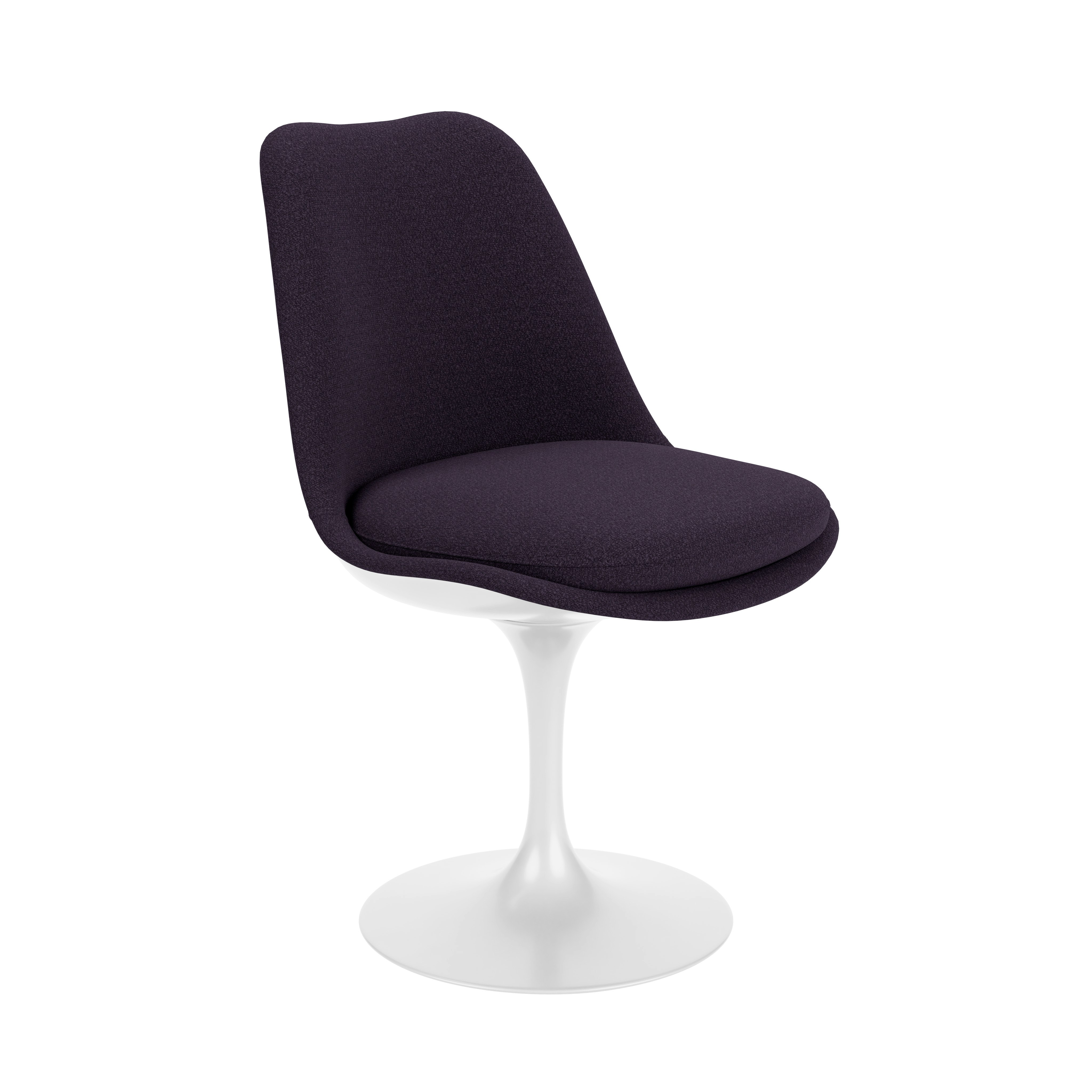 Saarinen Tulip Side Chair - Side Chair, Full Cover, Swivel, Knoll Boucle, Black Iris, White
