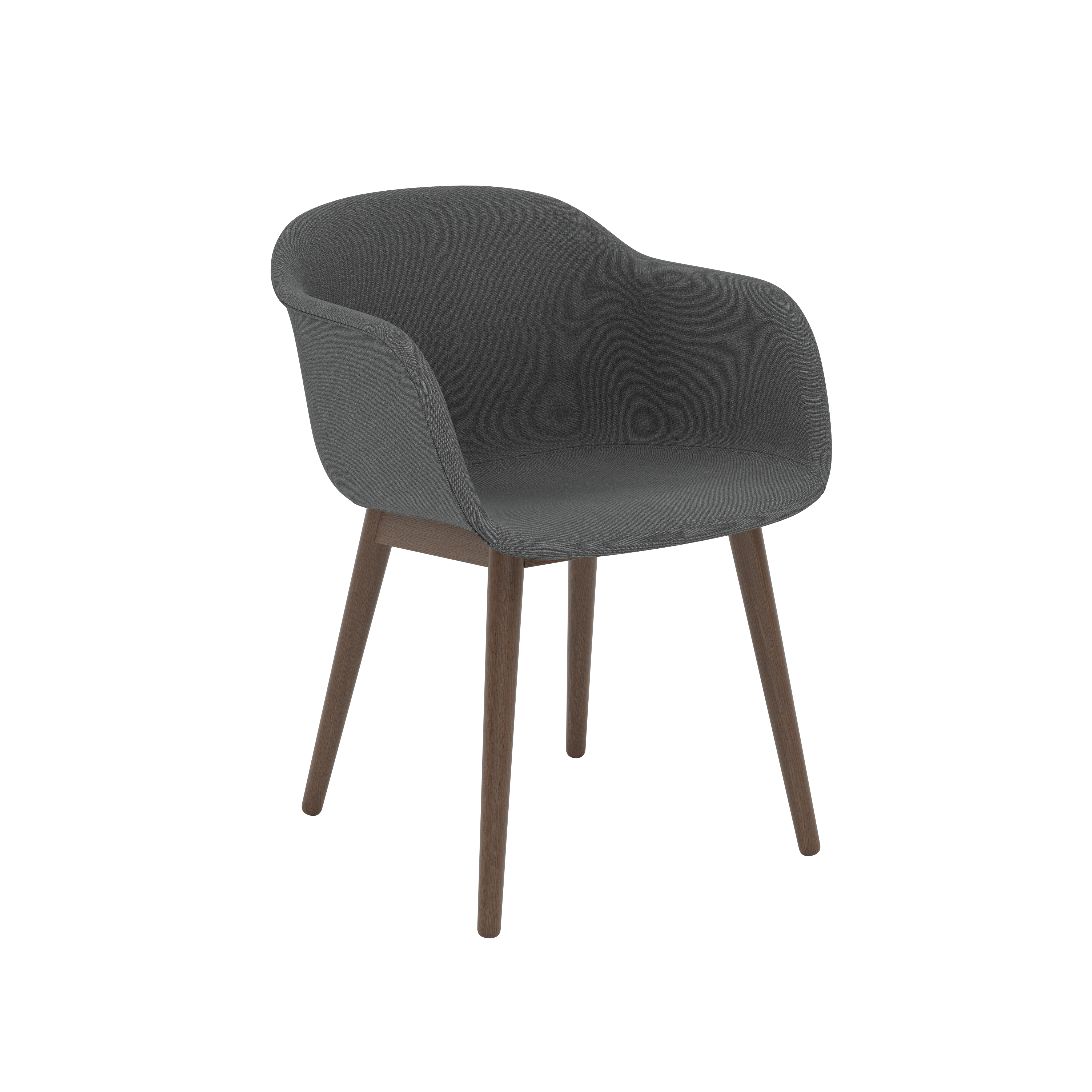 Fiber Dining Chair - Armchair,  Remix,  163 Dark Grey,  Dark Stained Oak