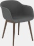 Fiber Dining Chair - Armchair,  Remix,  163 Dark Grey,  Dark Stained Oak