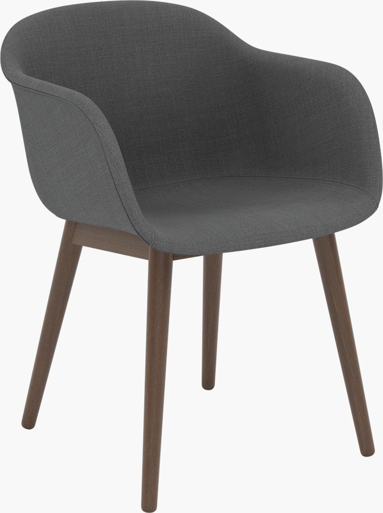 Fiber Dining Chair - Armchair,  Remix,  163 Dark Grey,  Dark Stained Oak