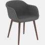 Fiber Dining Chair - Armchair,  Remix,  163 Dark Grey,  Dark Stained Oak