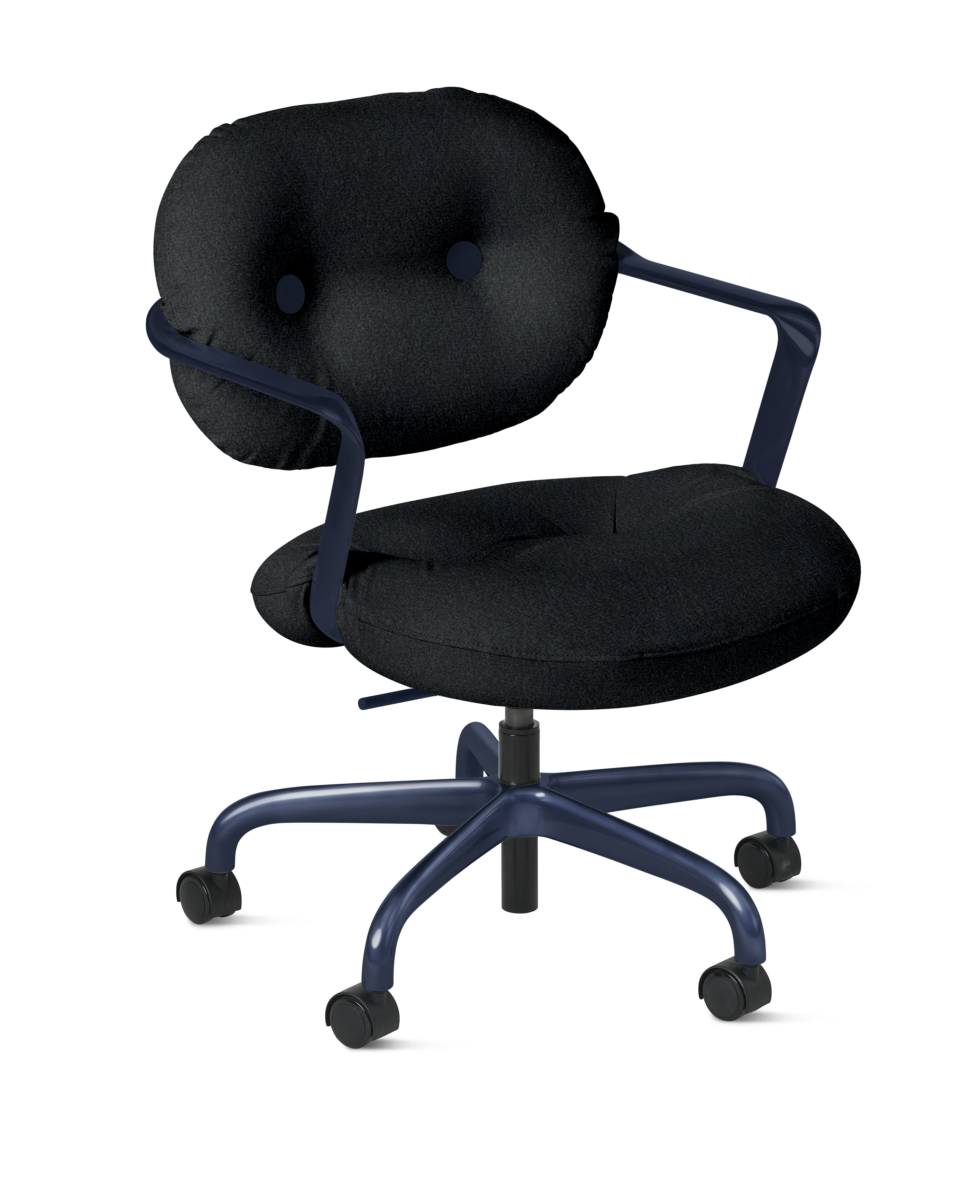 Morrison Hannah Task Chair - With Arms,  Knoll Boucle,  Onyx,  Iris,  Soft Caster FSC Certified