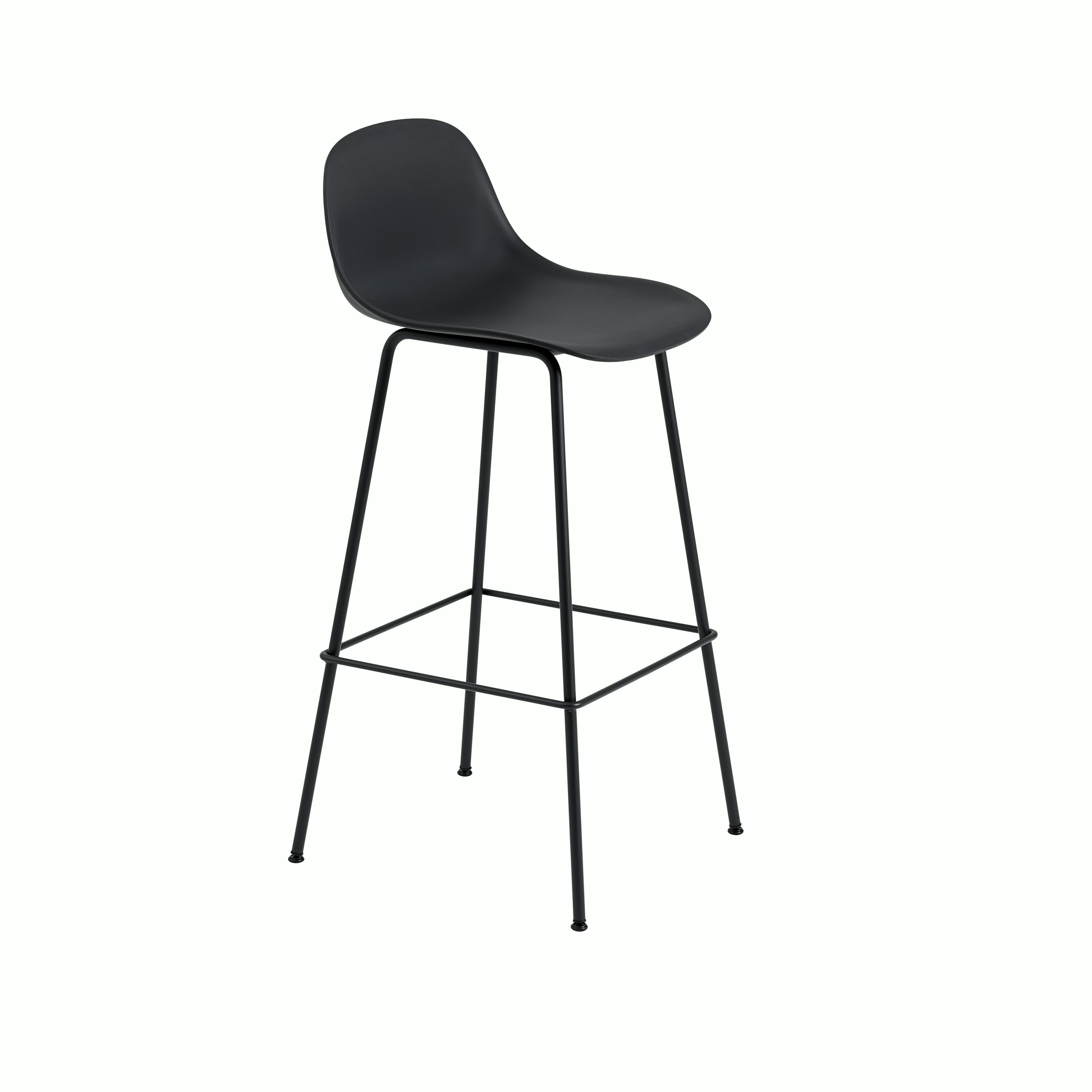 Fiber barstool w back 75 tubebase black