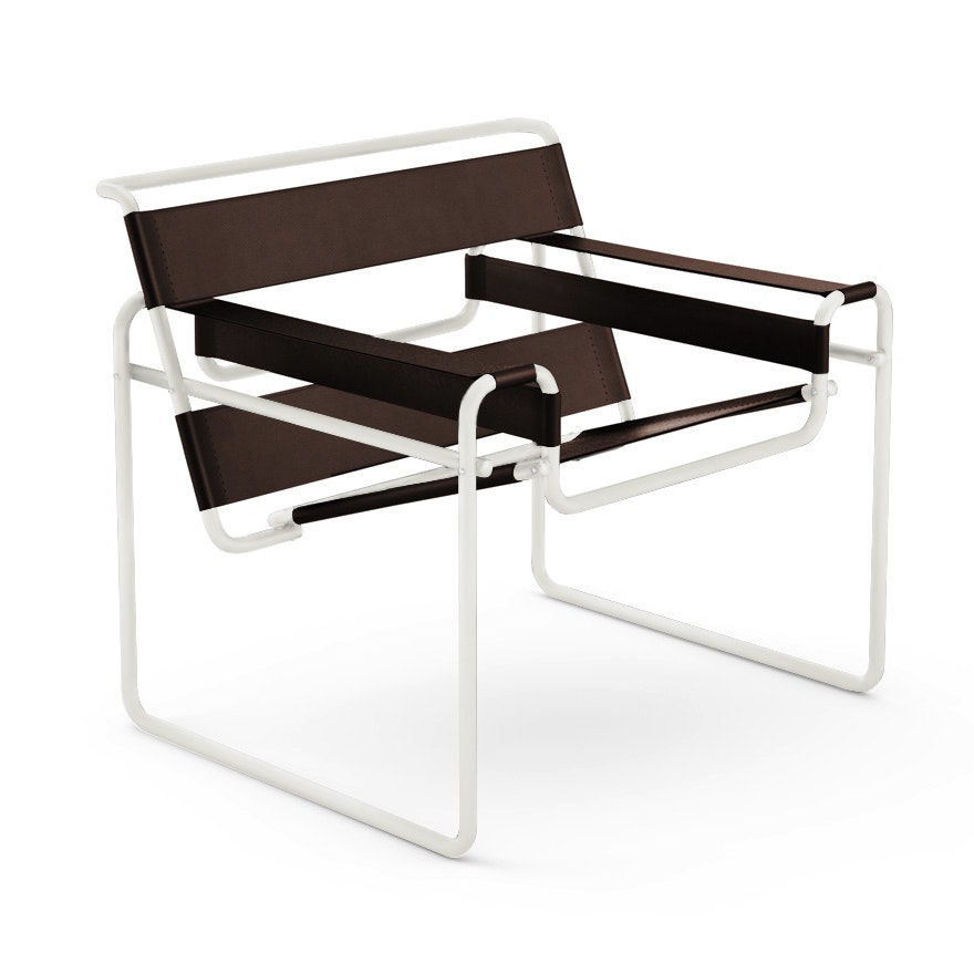 Wassily Chair - dark-brown,  white