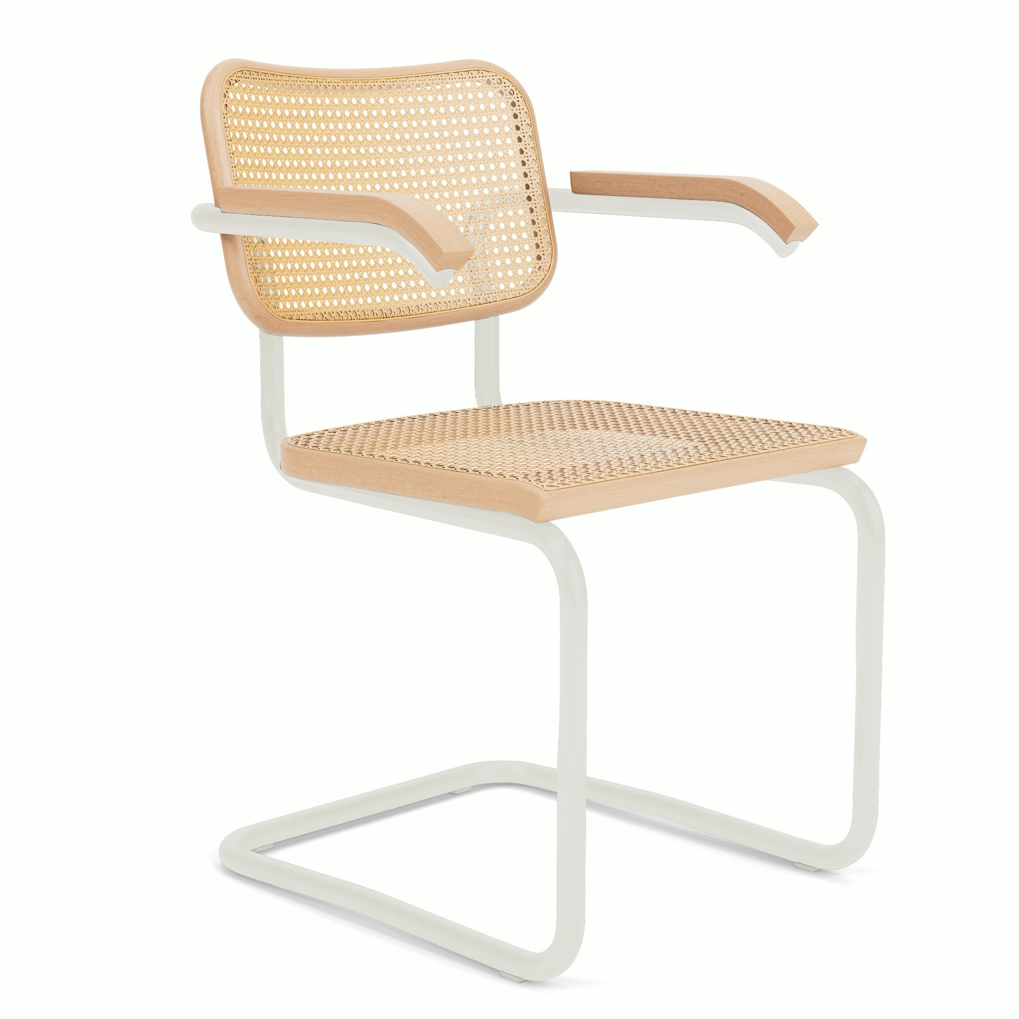 Cesca Chair - Cane,  Natural Beech,  White