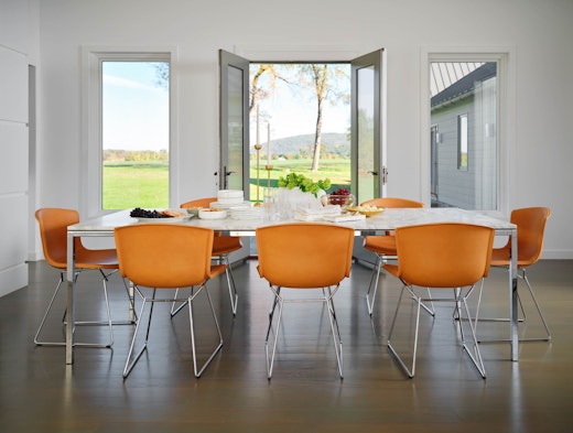 Bertoia Leather Covered Side Chair Florence Knoll Dining Table