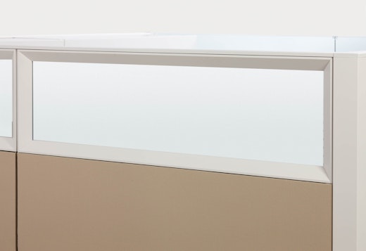 Dividends Skyline triangular frame clear glass stacking screen.