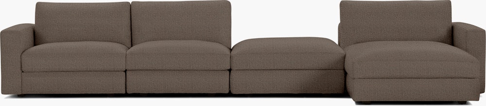 Reid Sectional - Sectional With Ottoman,  Right,  Pebble Weave,  Bark,  1" Block"