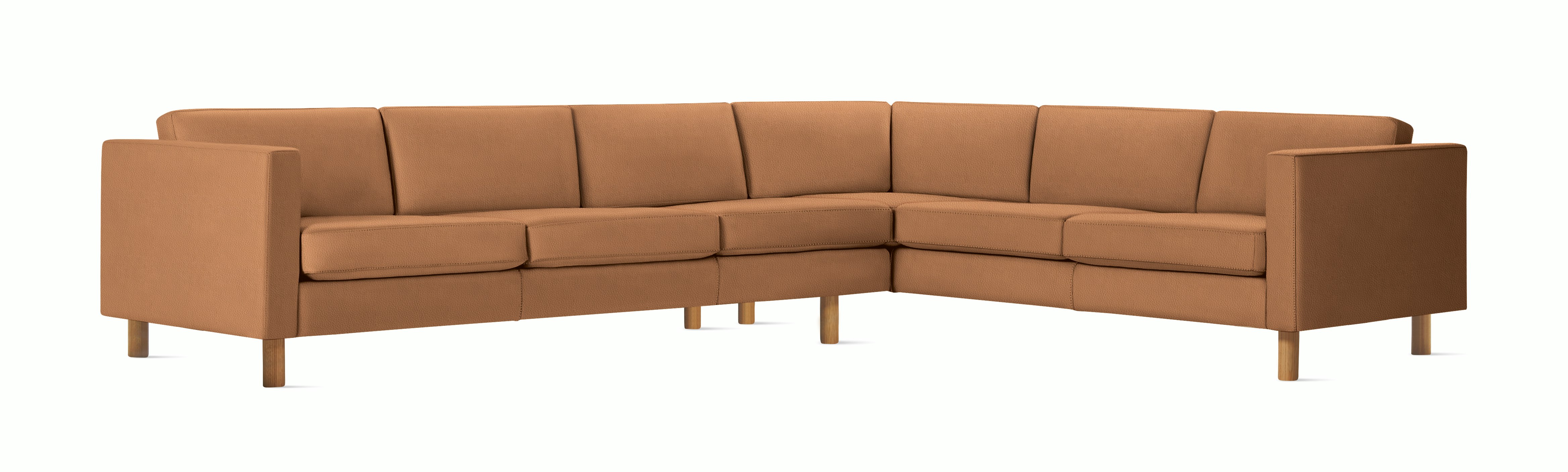 Lispenard Sectional in light brown leather with 6" legs.